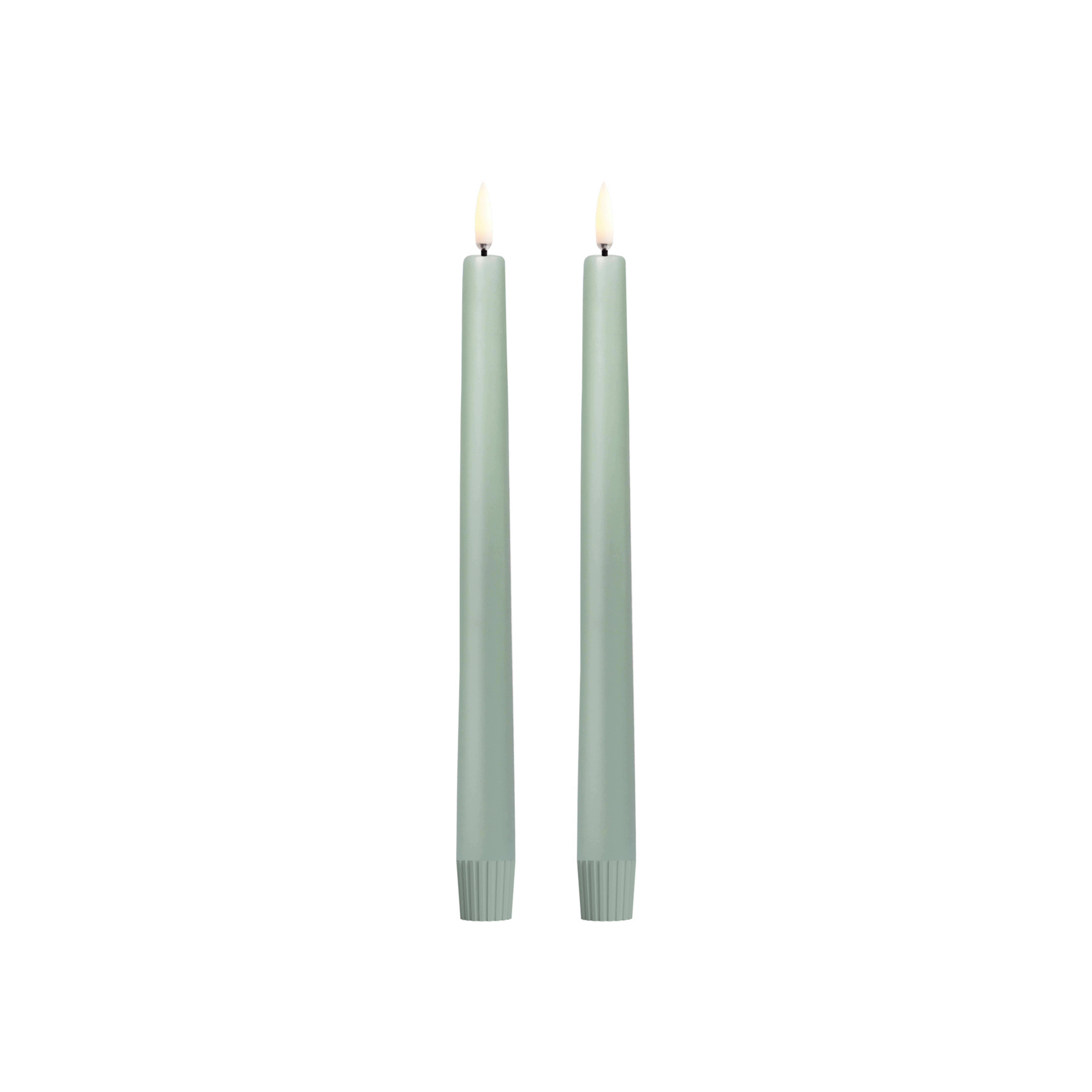 TAPER LED-stearinlys, 2 stk., lysegrøn, højde 25 cm - Uyuni Lighting