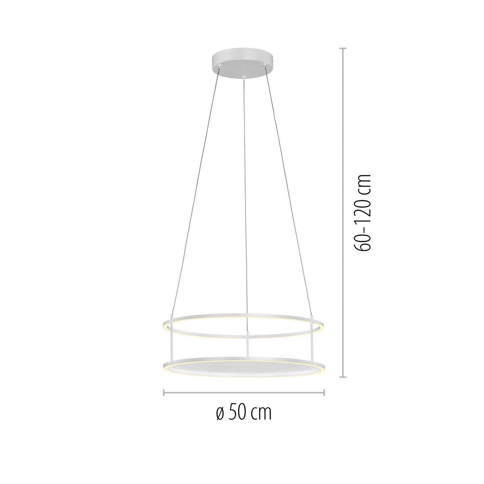 Paul Neuhaus LED-Pendellampe Contura, weiß, Ø 50 cm
