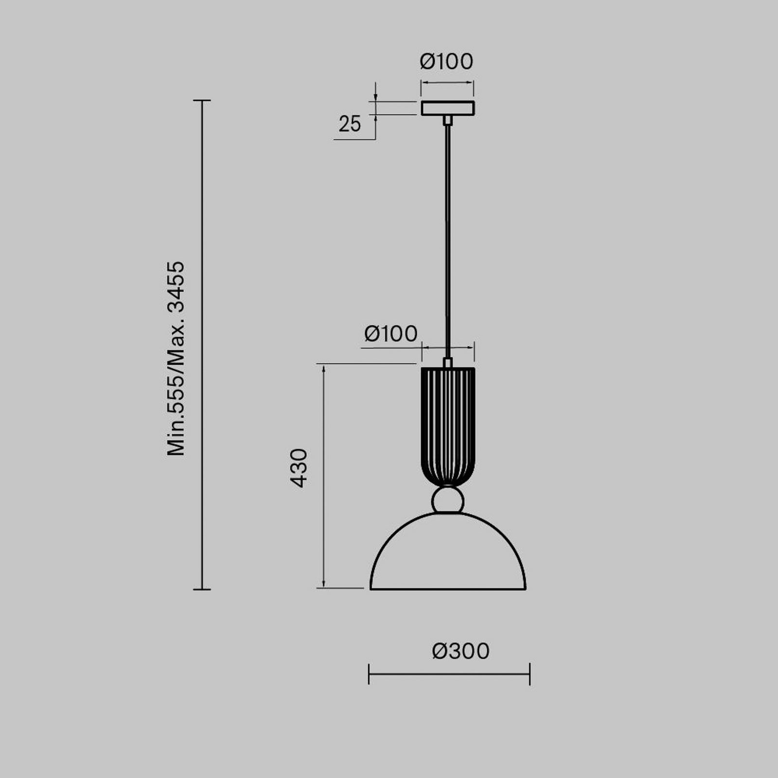 Maytoni viseća lampa Antic, dimno siva/zlatna, Ø 30 cm, staklo, E27