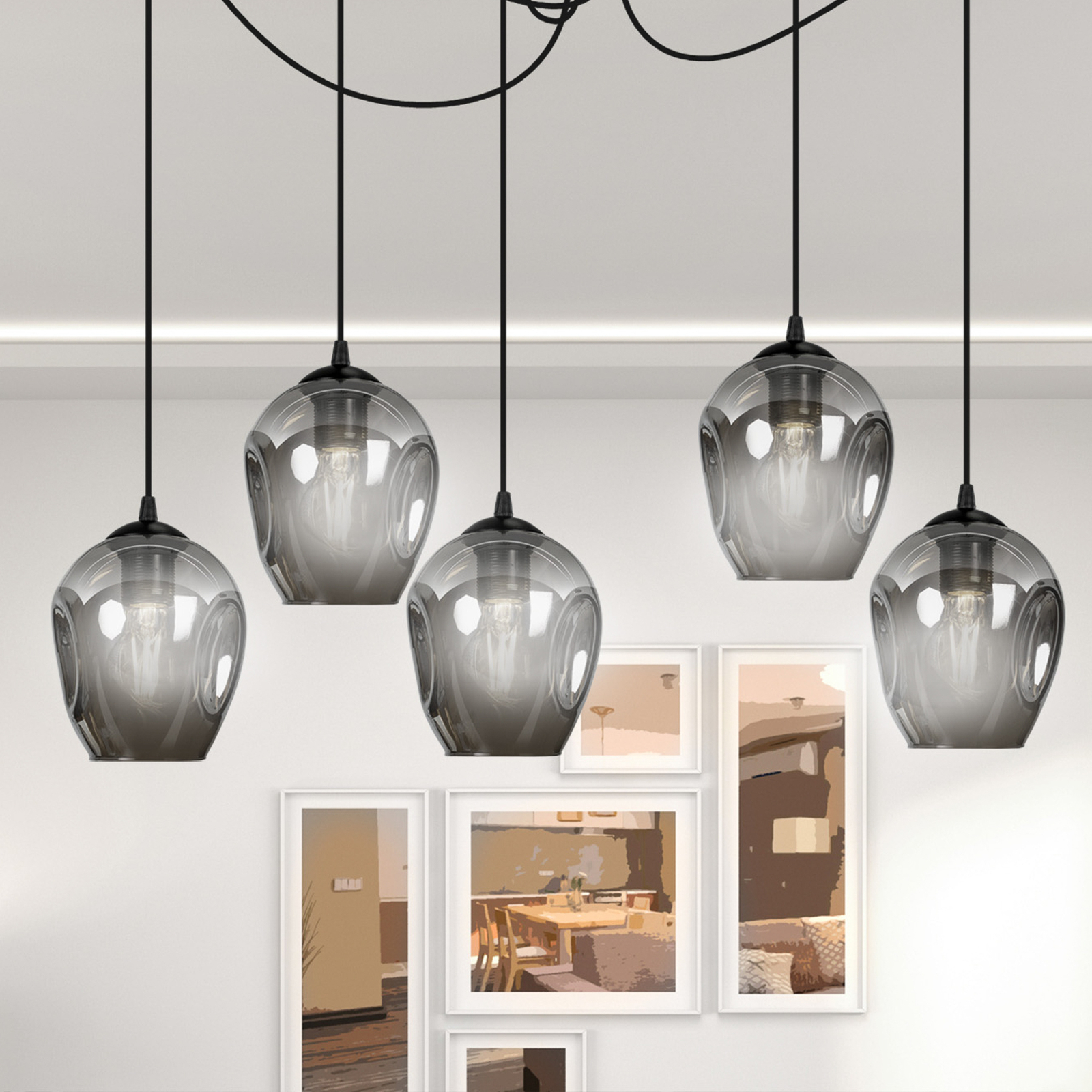 Lampa wisząca Starla decentralna 5-pkt. grafitowa