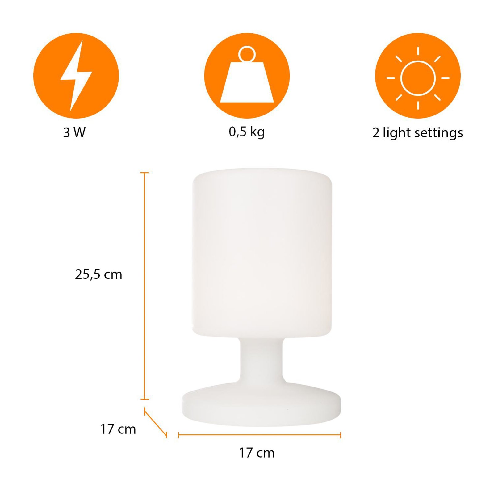 Ben LED table lamp for indoors and outdoors, rechargeable battery