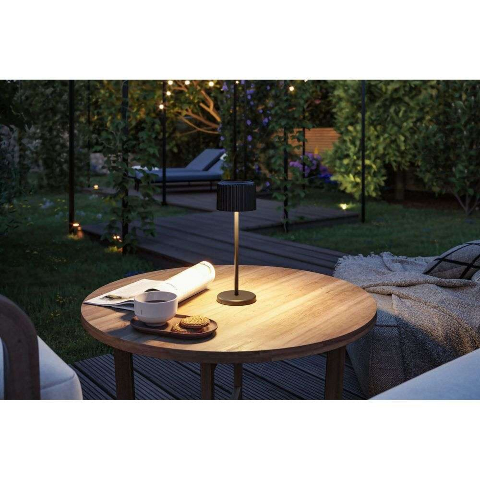 Else Solcelle Bordslampa w/USB-C Dim. IP44 Svart - Paulmann