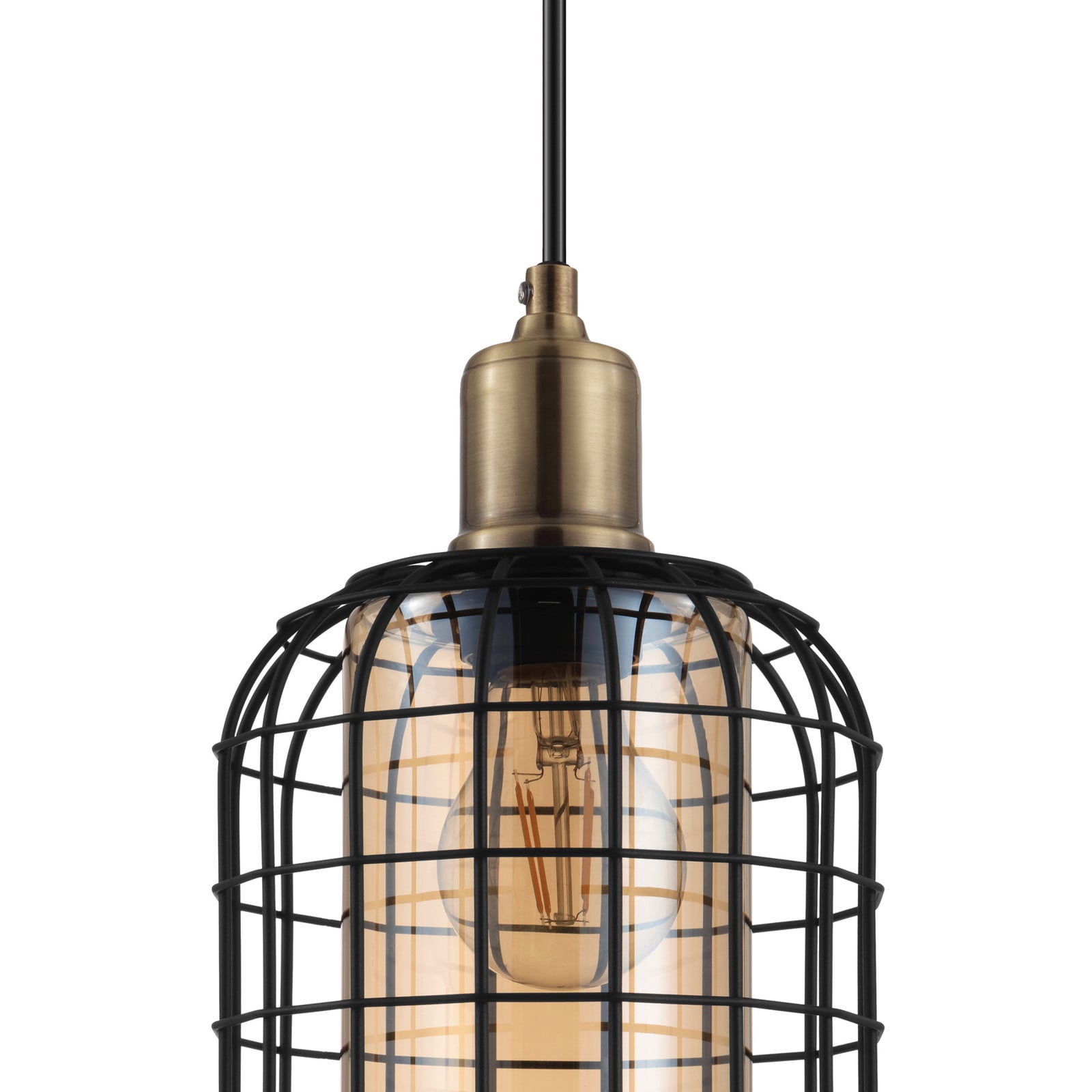 Lampă susp. Chisle negru/chihlimbar 4 becuri