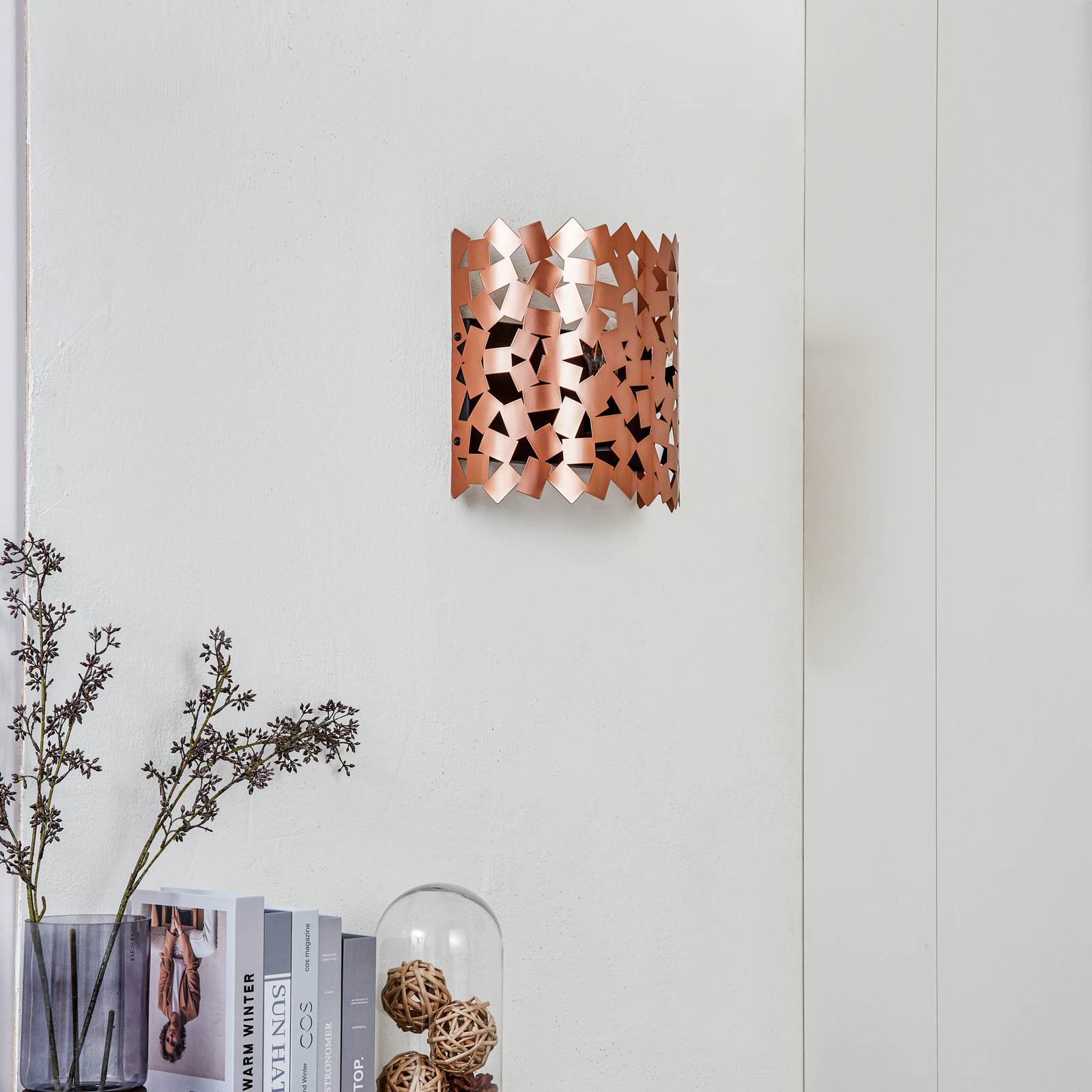 Lucande Aeloria wall light, copper, iron