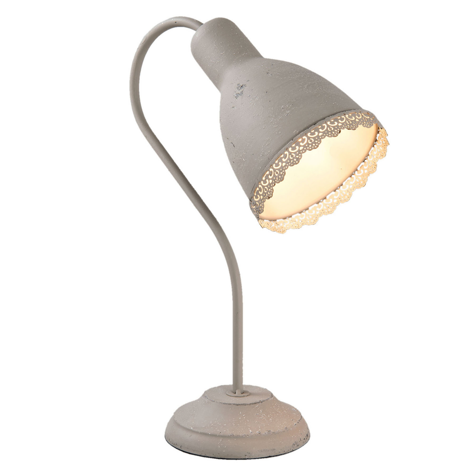 Clayre & Eef 554 desk lamp, grey, for Bedroom, iron, plastic, E27, 15 W, energy efficiency: A++, H: 38 cm