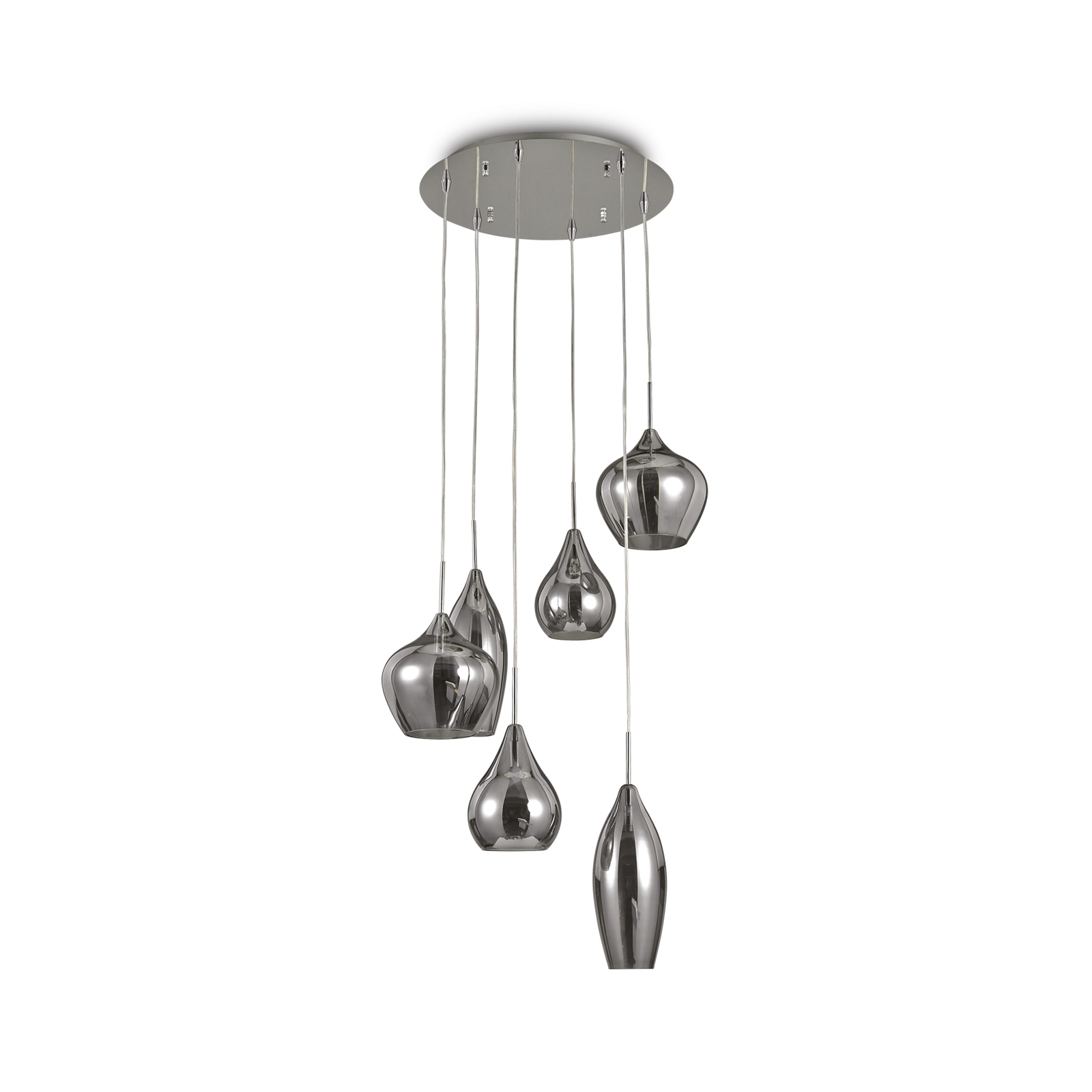 Ideal Lux Soft hanglamp 6-lamps chroom/rook
