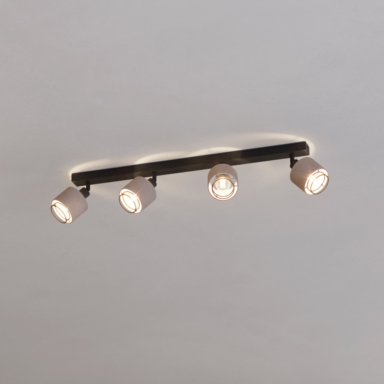 Rosley downlight, length 75 cm, black/natural, 4-bulb,