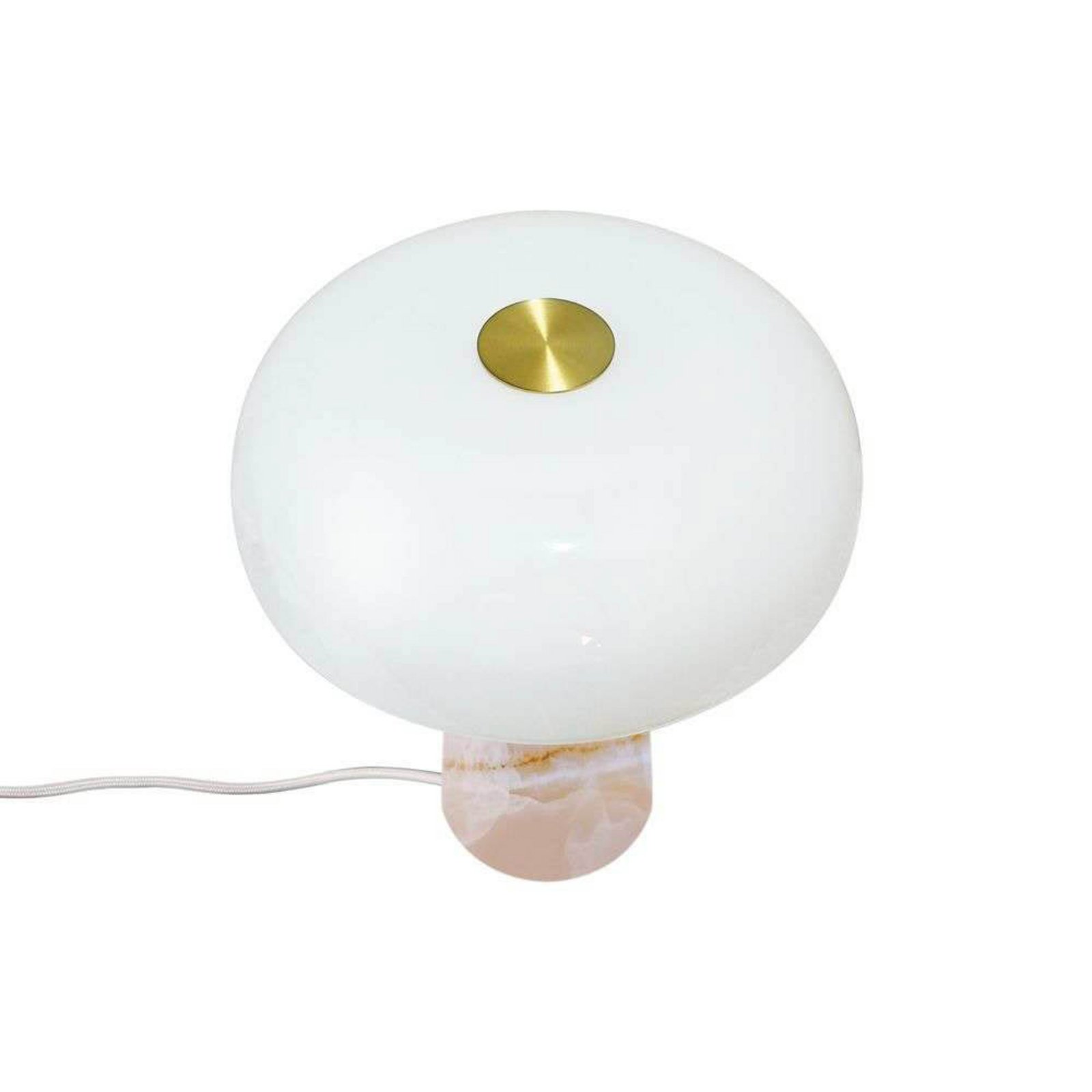 Lampa de masă Glossy, roz/alb, înălțime 24 cm, marmură/sticlă