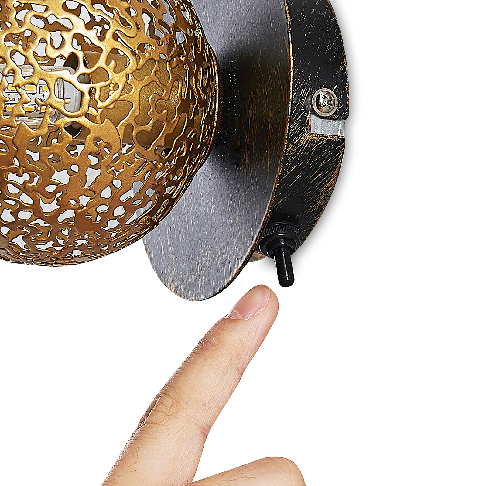 Lucande Deckenleuchte Evory orientalisch marokkanisch gold Metall Muster Kugel 