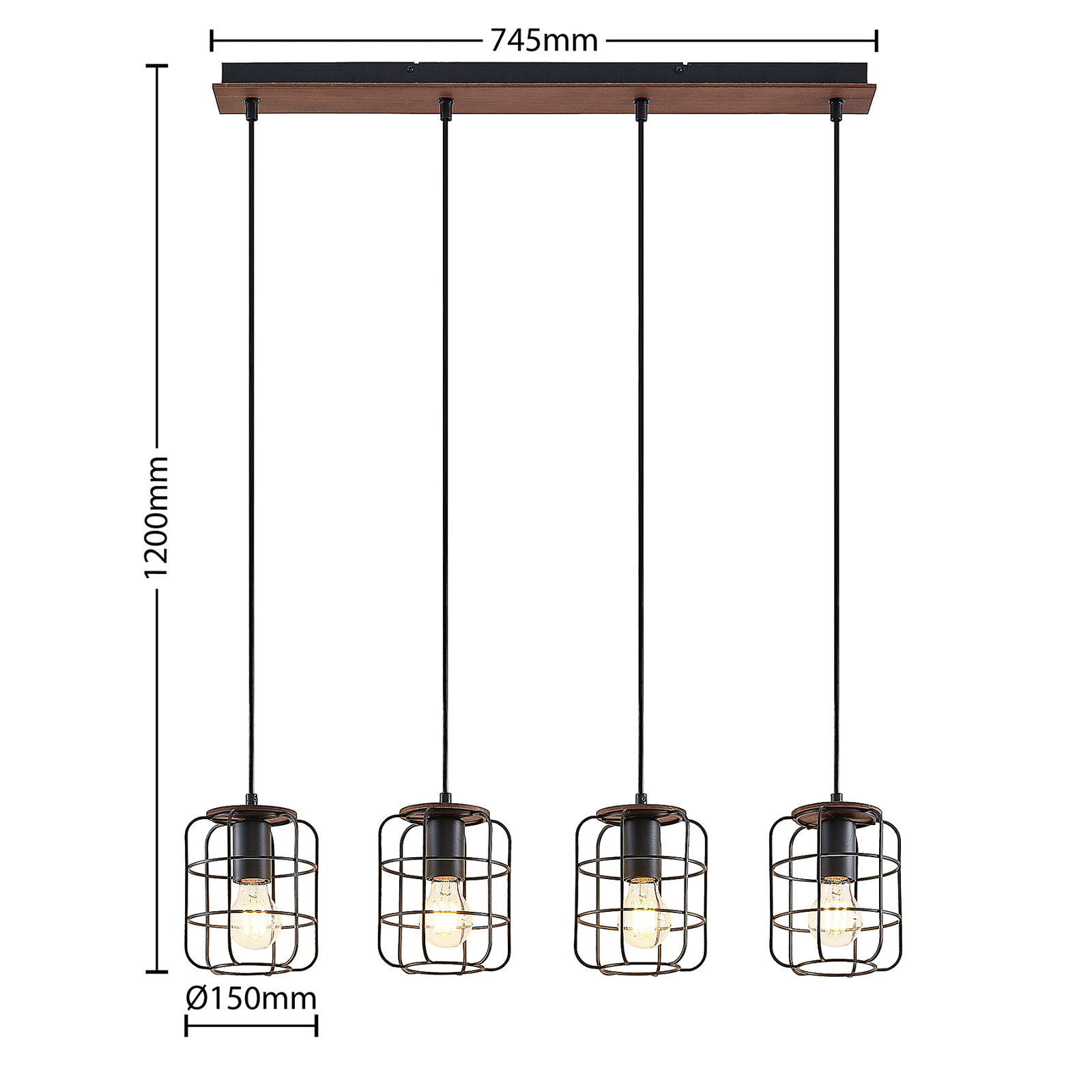 Lindby Telmos hanglamp, 4-lamps