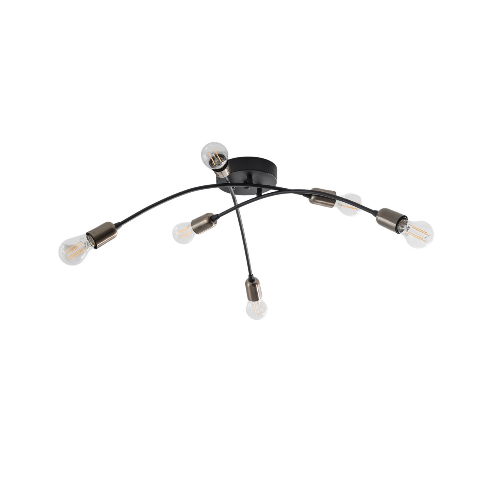 Deckenlampe Banana, schwarz, Metall, 67 cm, 6-flammig, E27