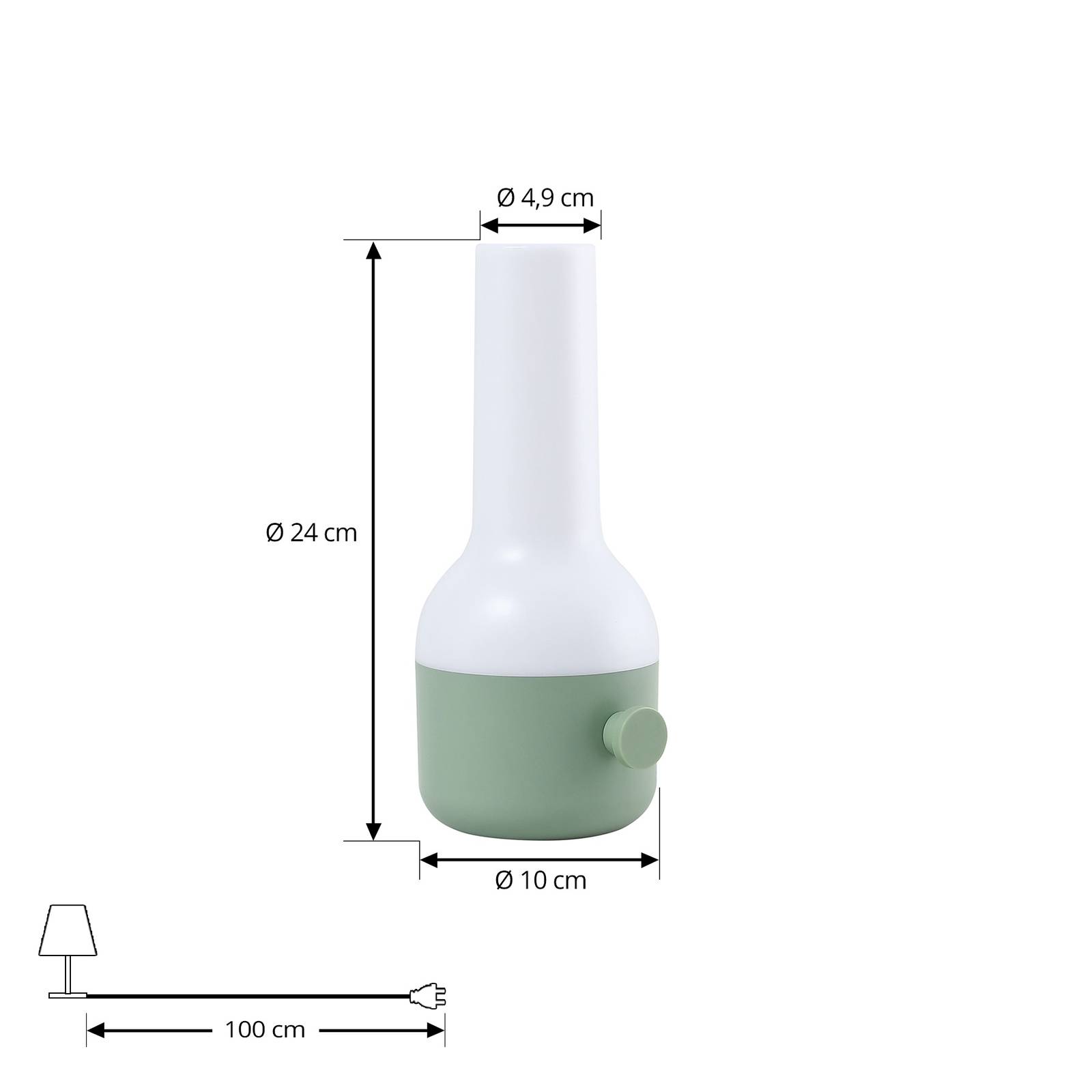 Lindby Lampe d’extérieur à LED rechargeable Isaline vert intensité