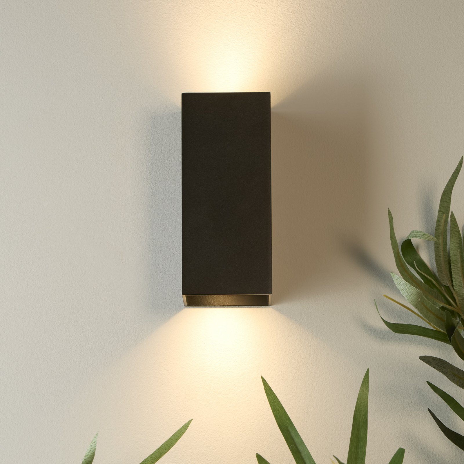 Wandlamp London Square, zwart, hoogte 15 cm, metaal, 2-lamps.