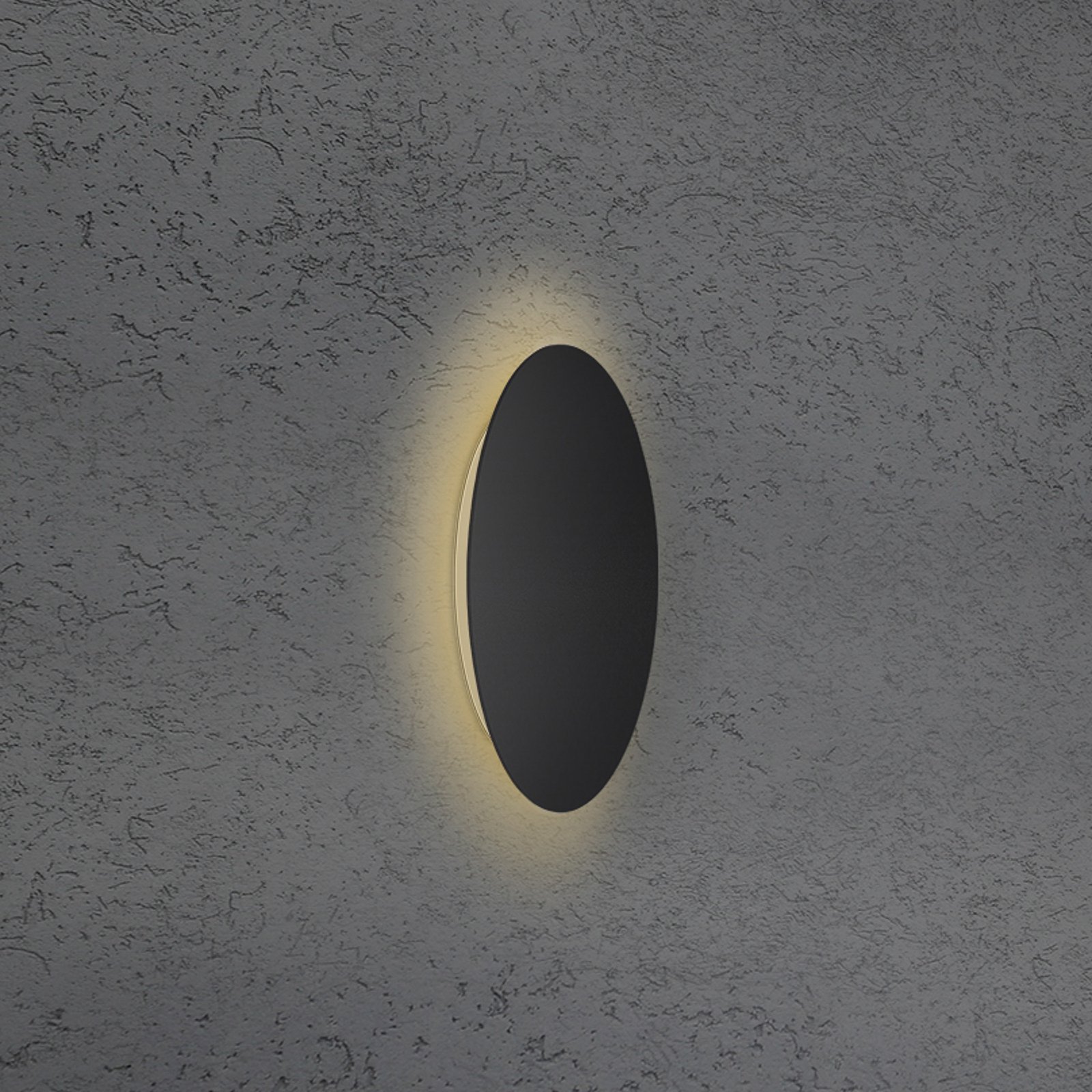 Escale Blade LED-vägglampa, matt svart, Ø 18 cm