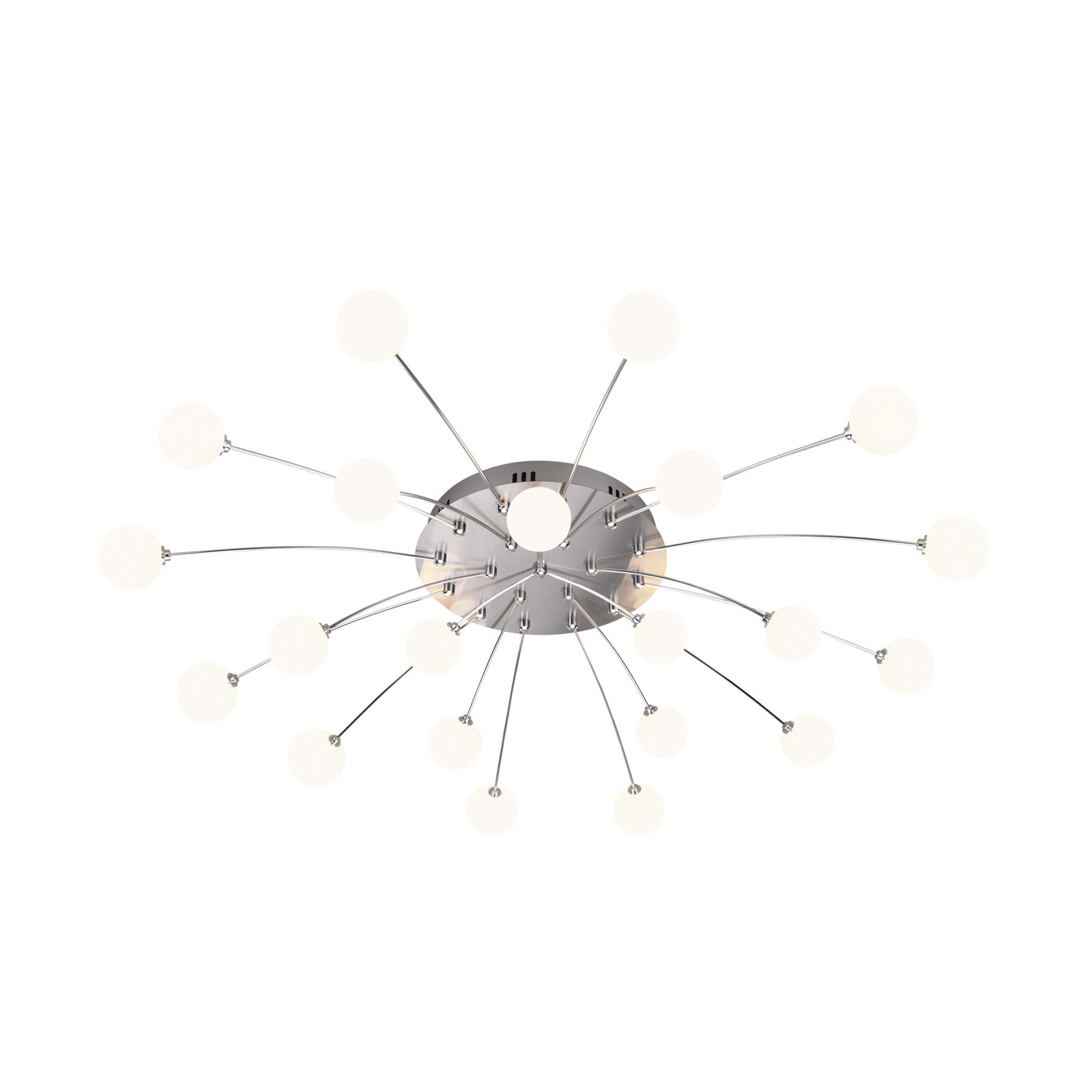 Bullet LED ceiling lamp, 21-light, nickel/white