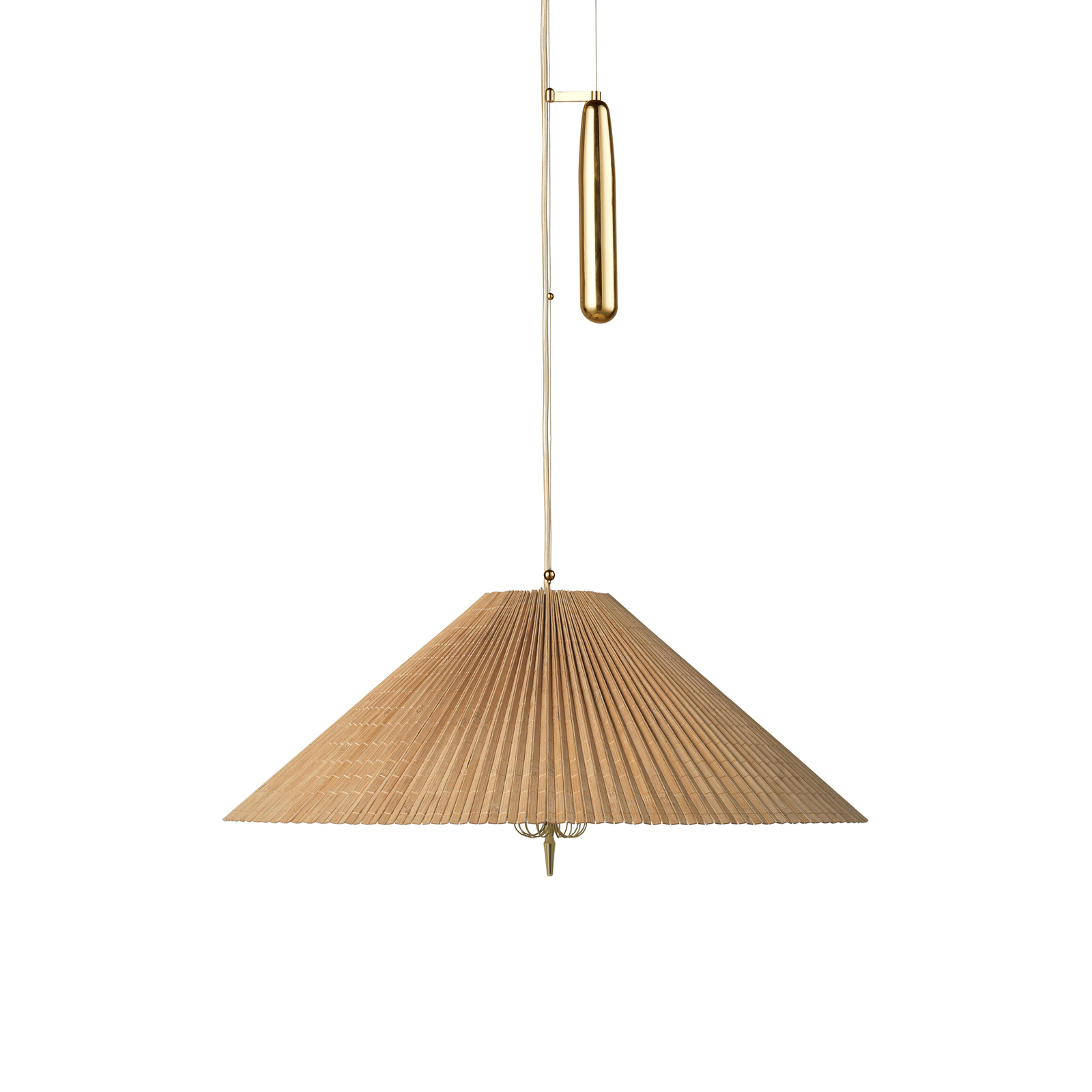GUBI pendant light A1972, brass, bamboo lampshade, adjustable