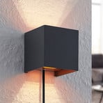 Arcchio Zuzana wall light, angular, black, plug, 10 cm