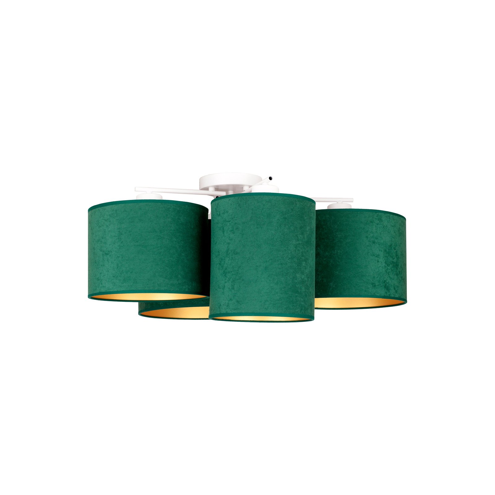 Euluna Lodge plafondlamp, 4-lamps, groen/goud