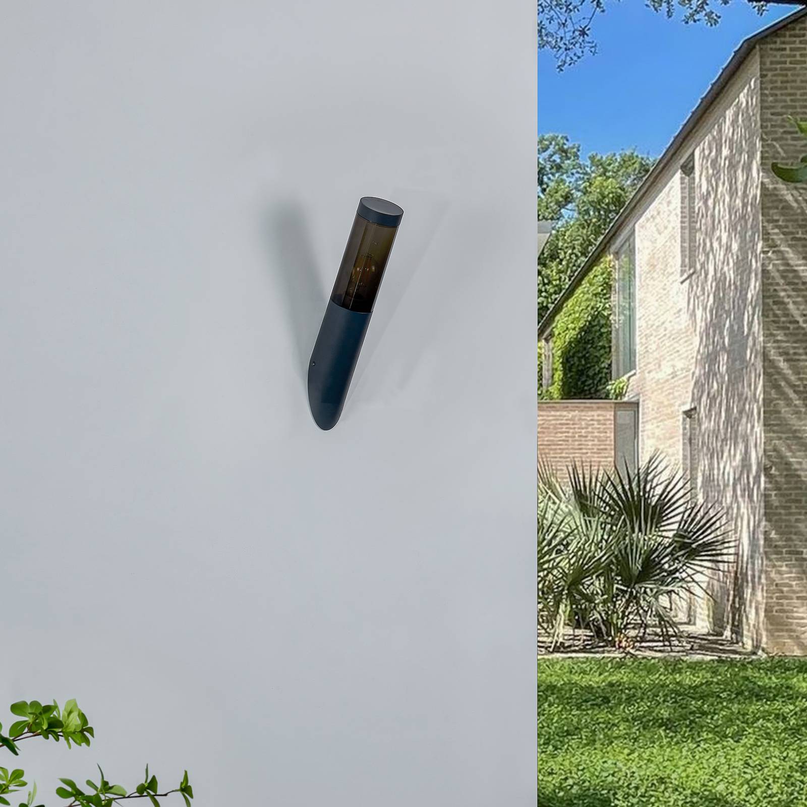 Lindby Statius udendørs vægfakkel sort sensor