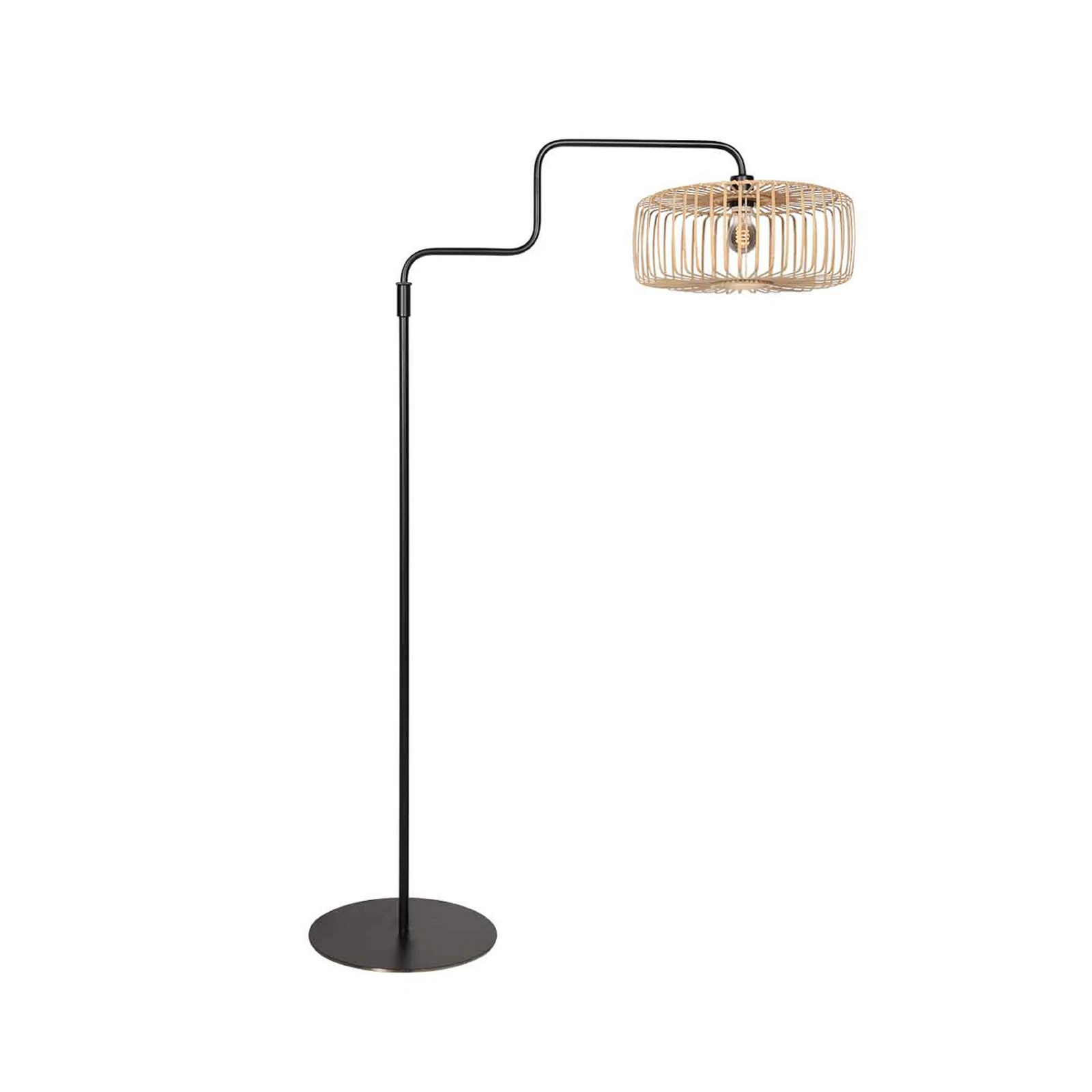 Stojacia lampa Bloeba, čierna/prírodný bambus, výška 150 cm