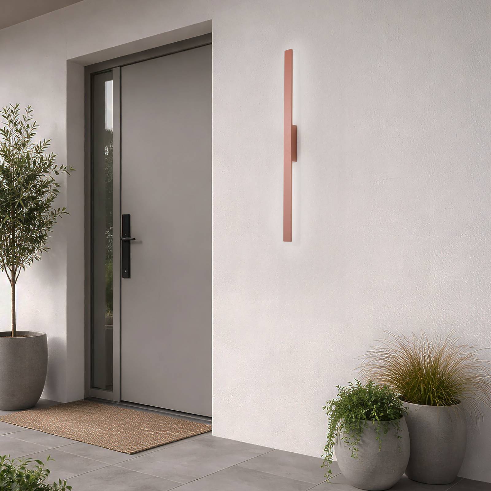 LED-Wandleuchte Demi M, ziegelrot, Alu, Höhe 100 cm, IP54 günstig online kaufen