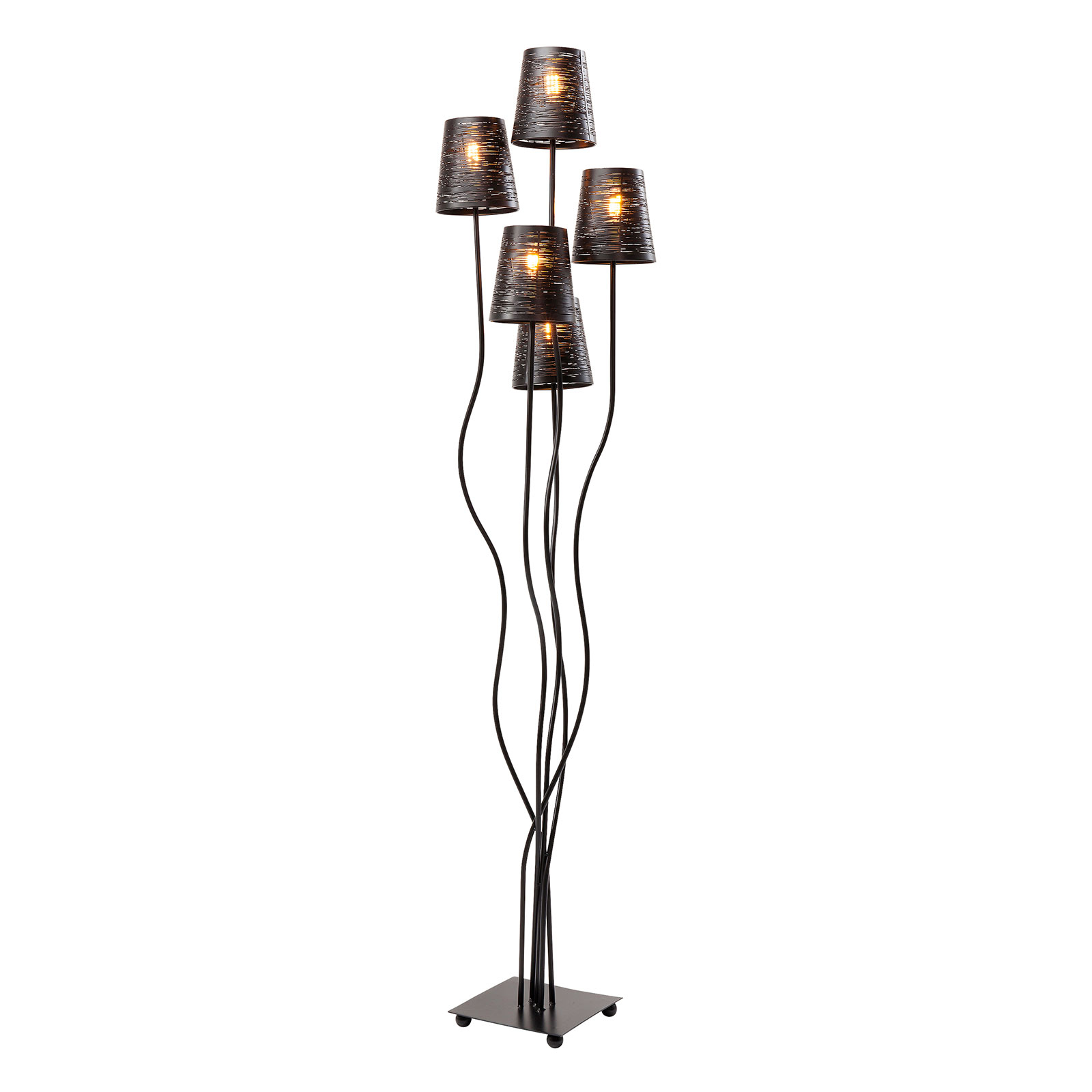 Kare KARE flexible floor lamp 5-bulb black, for Living / Dining Room, steel, E14, 40 W, energy efficiency: A++, H: 163 cm