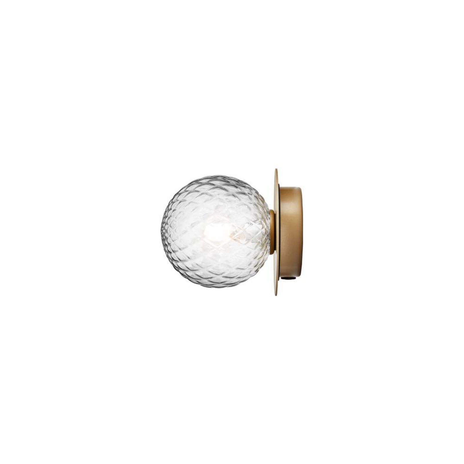 Nuura Candeeiro de parede Liila 1, IP44, Ø 14 cm, dourado/transparente