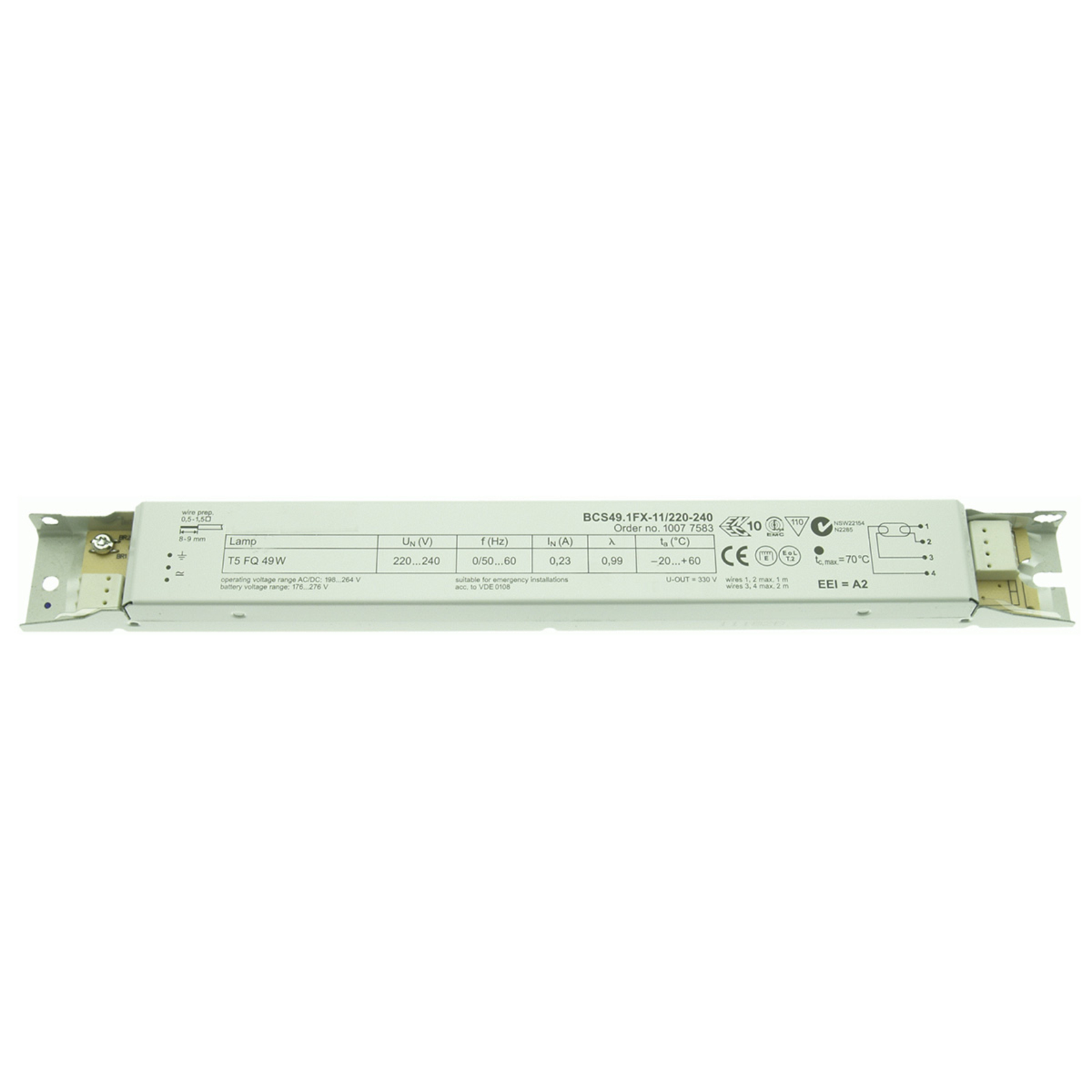 WATT24 EB BCS49.1FX-11/220-240 1 x 49 W T5, L: 28 cm, W: 3 cm, H: 2.1 cm