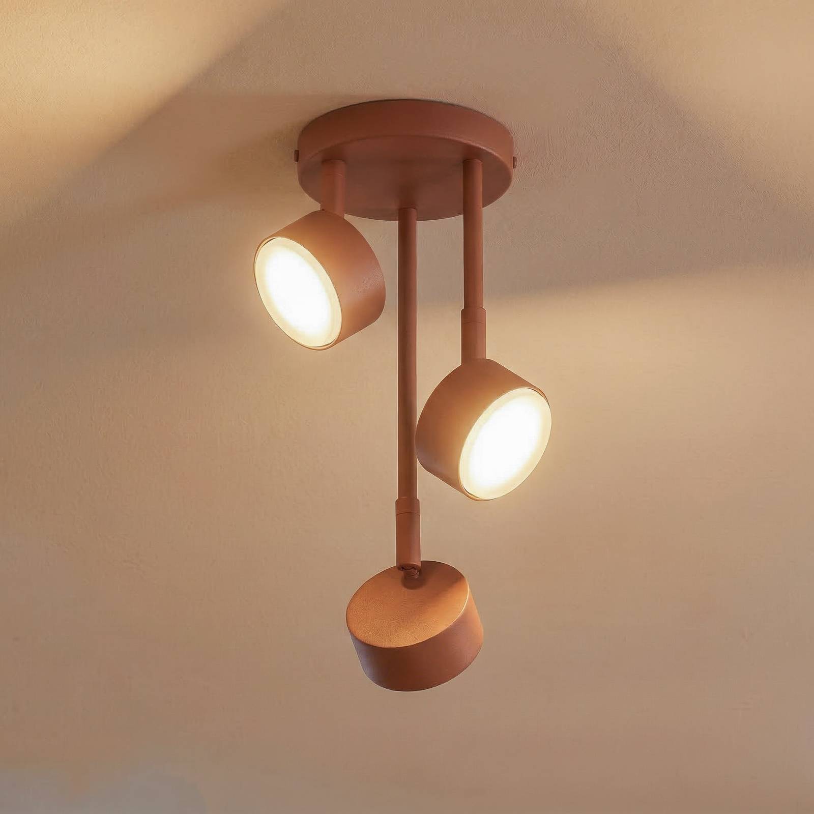 SIGMA Spot pour plafond Nemo, à 3 lampes, rouge, orientable, GX53