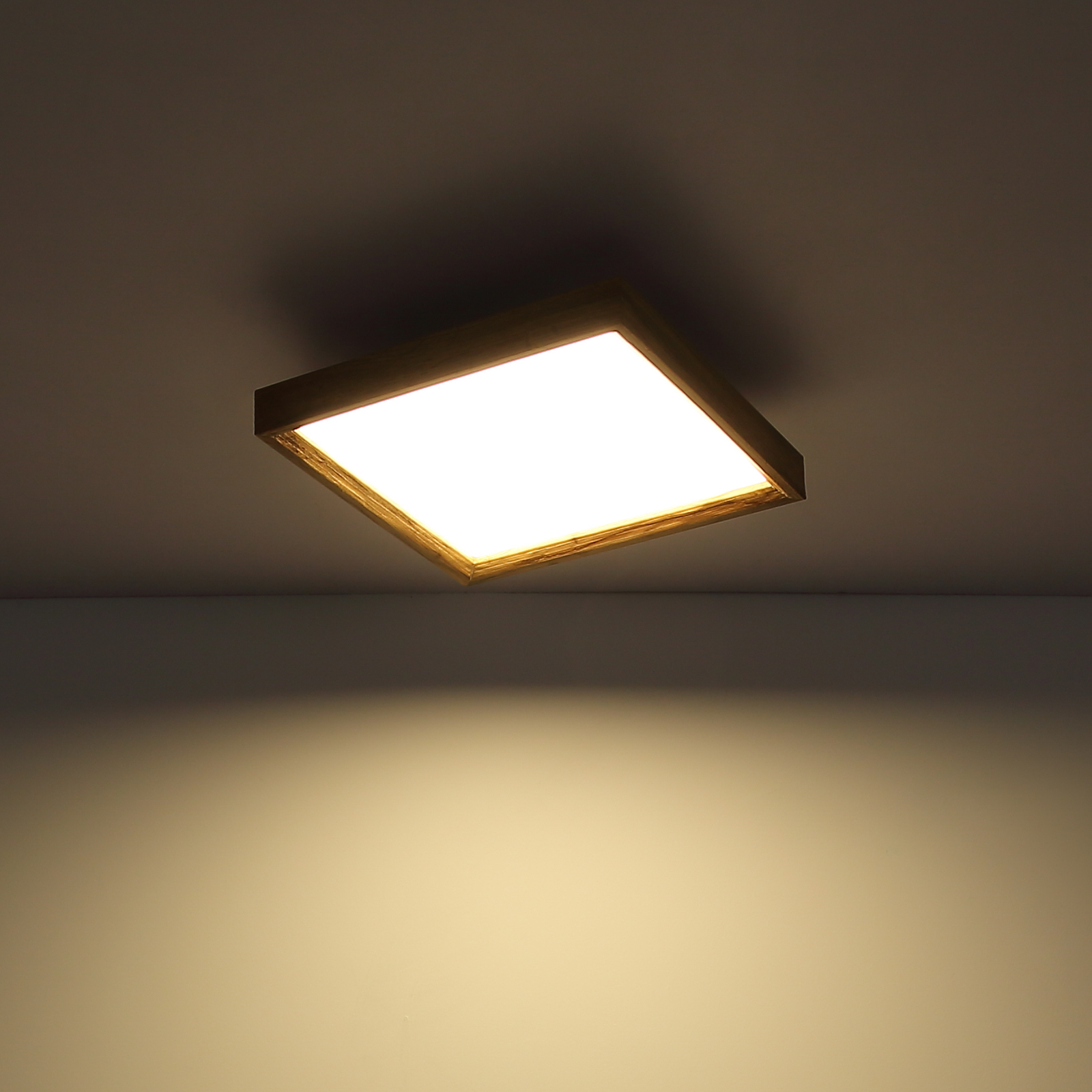 Φωτιστικό οροφής LED Σταχτοπούτα ξύλο CCT 30 x 30 cm