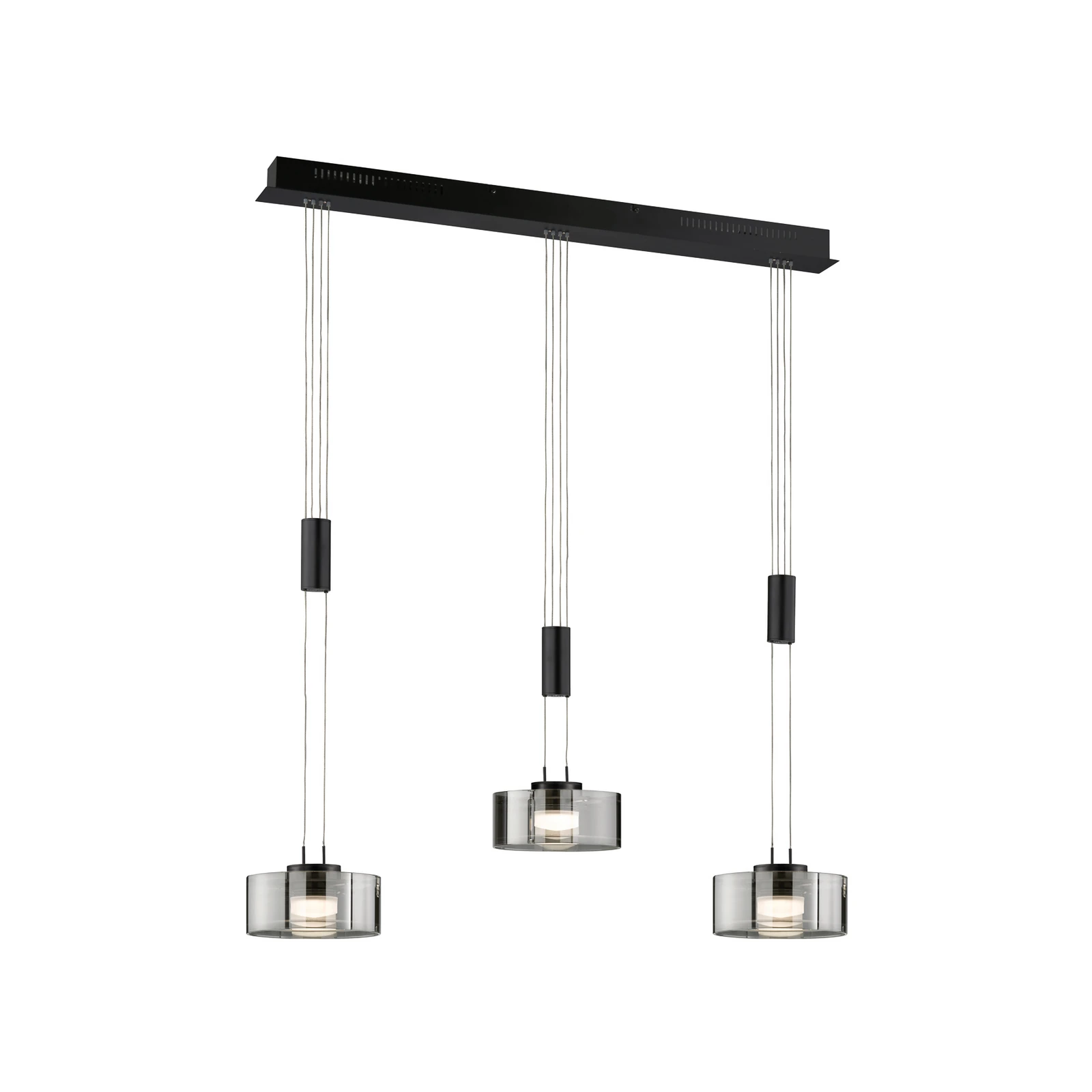 LED závěsné světlo Lavin, délka 100 cm, pískově černá/kouřově šedá