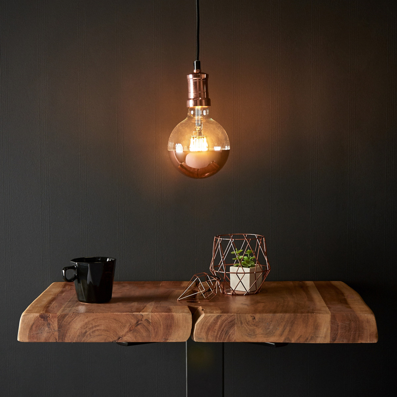 Segula Copper-coloured LED hanging light Chicago, for Living / Dining Room, metal, fabric, E27, 6 W, energy efficiency: A
