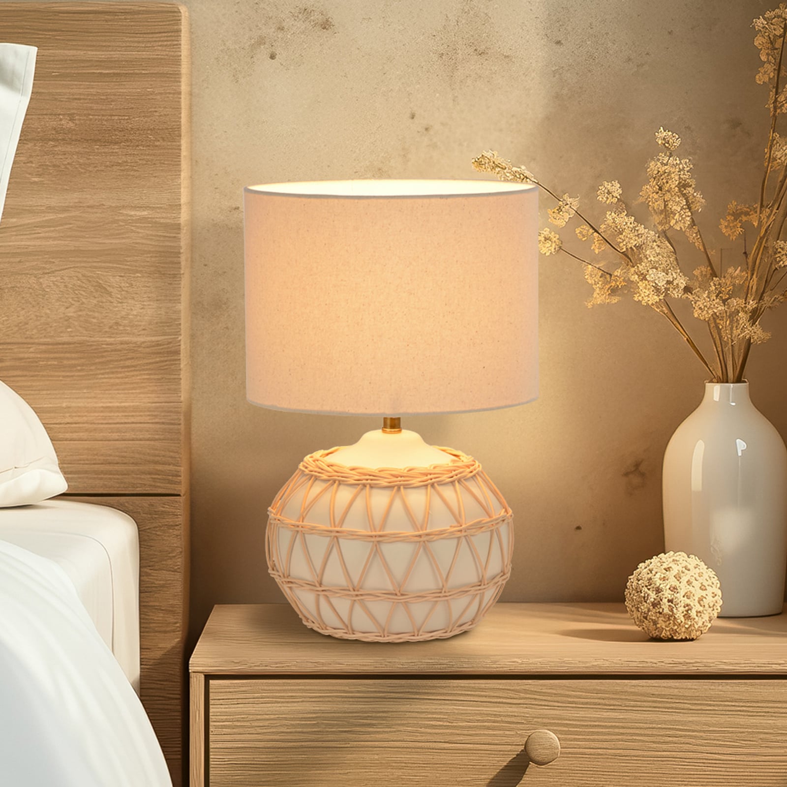 Lampada da tavolo Cyclades avorio/beige, altezza 35 cm - COREP SAS