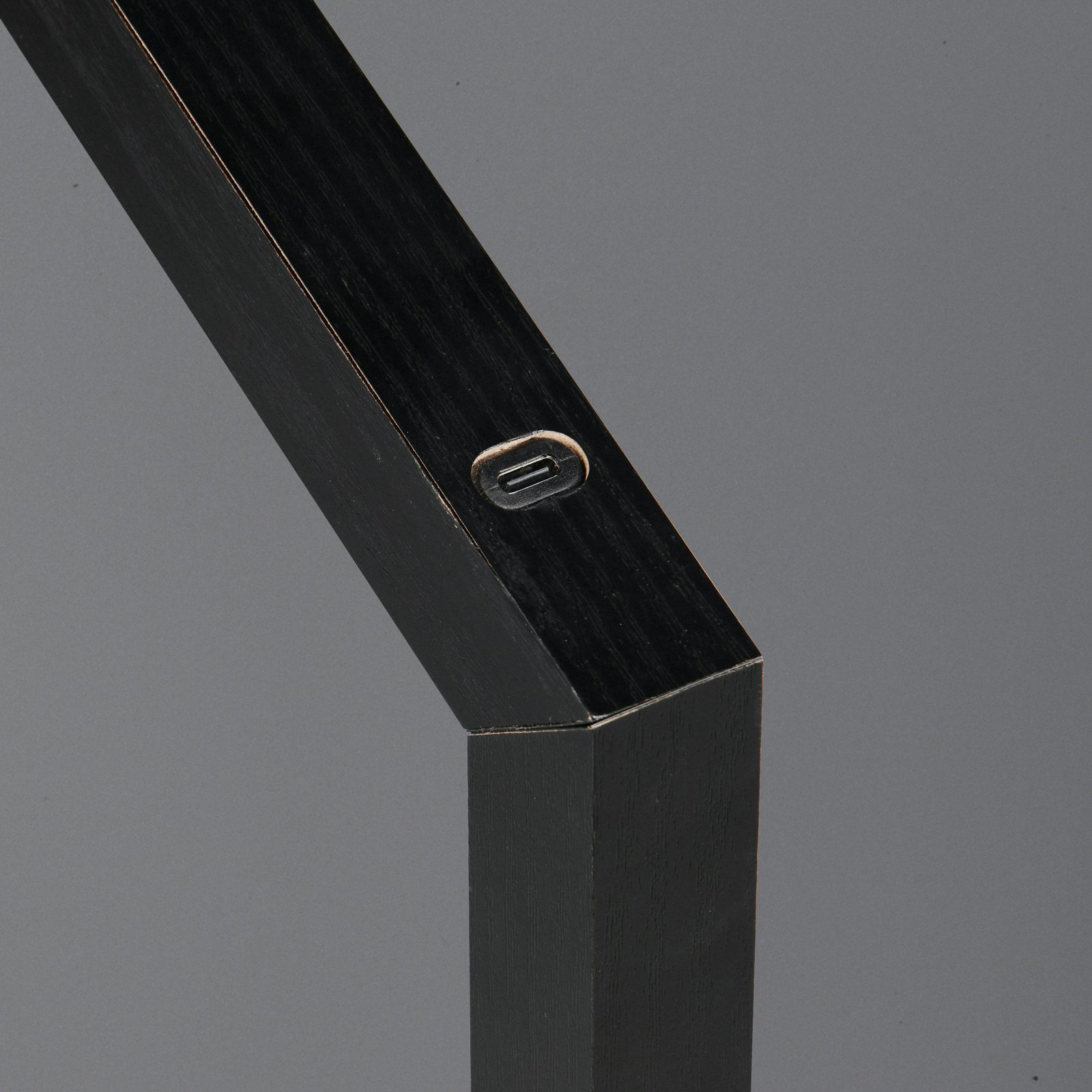LED rechargeable table lamp Skip, black, MDF, height 37.5 cm