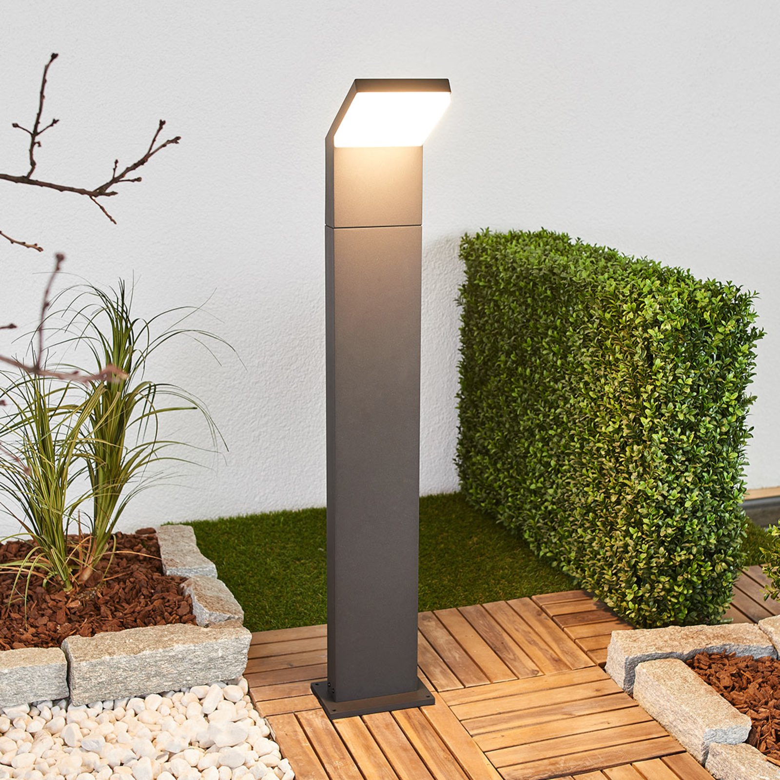 Borne lumineuse LED Yolena gris foncé, 100 cm
