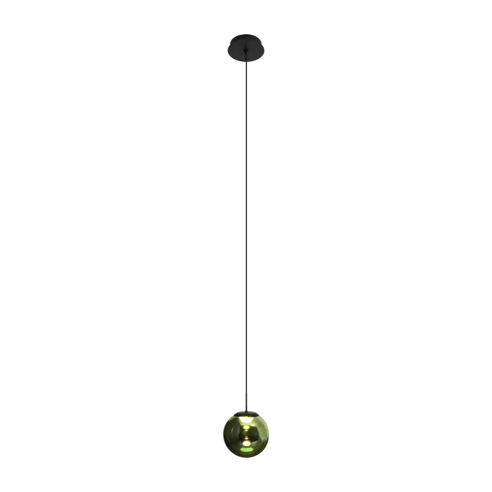 LED pendant light Altaïr, green, Ø 15 cm, glass, 3,000 K