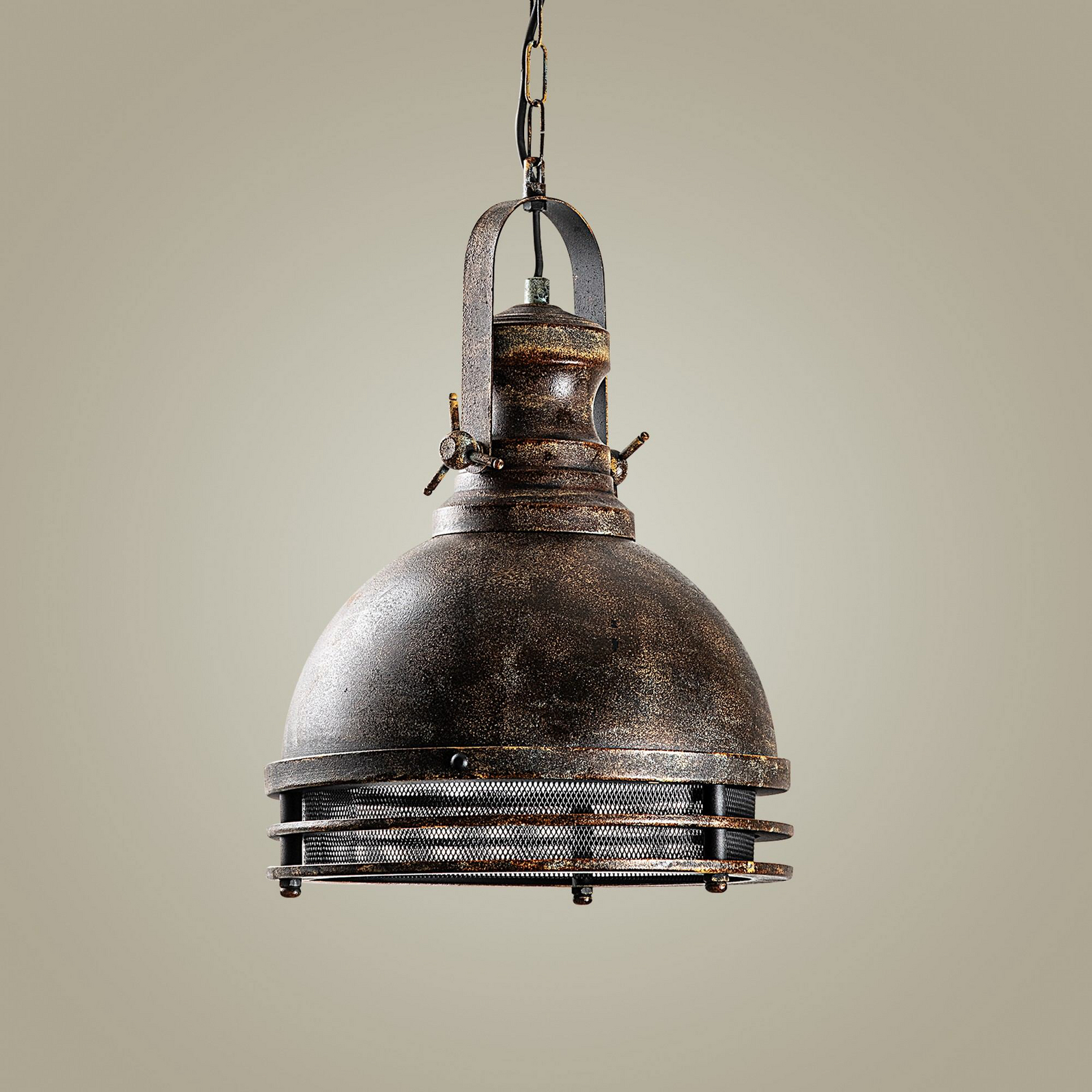 Hängeleuchte Saglam, 1-flammig, altmessing, Ø 30 cm, Metall