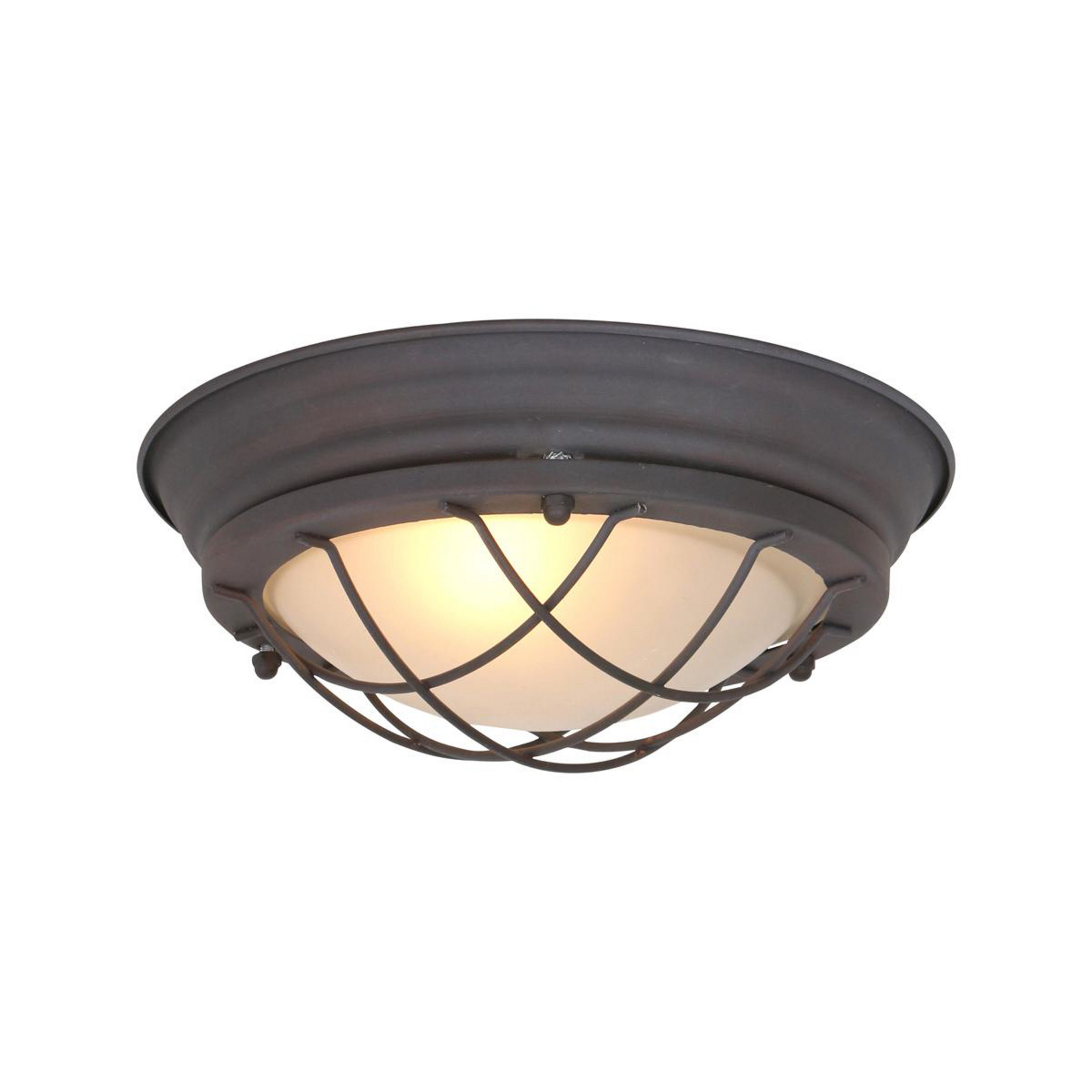 Taklampa Lisanne, brun, Ø 29 cm, metall, glas, E27