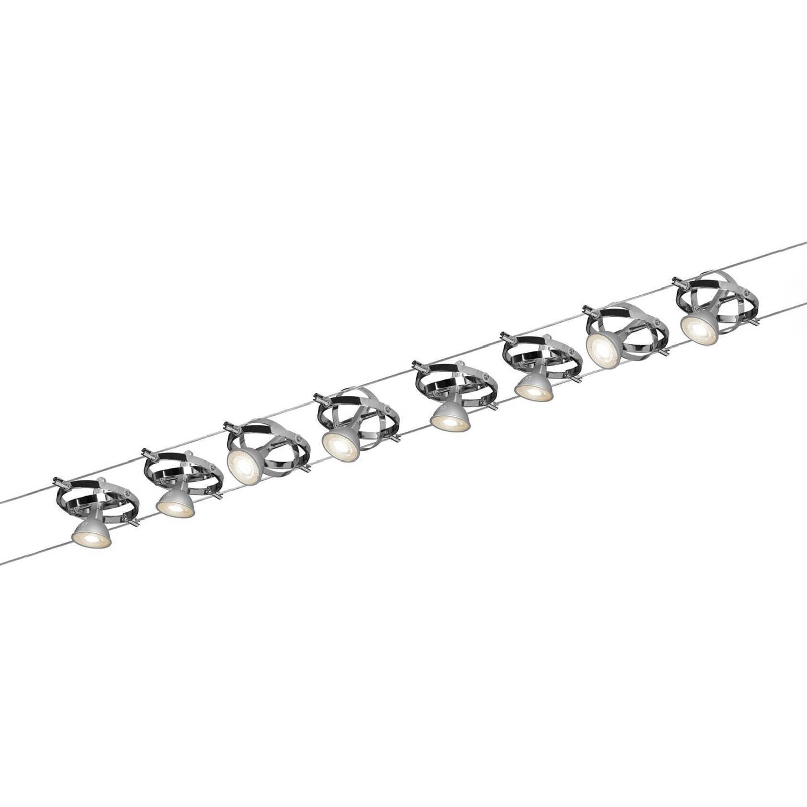 Paulmann Cardan cable lighting system 8-bulb, for Hallway, metal, GU5.3 / MR16, 10 W, L: 500 cm, W: 12.5 cm