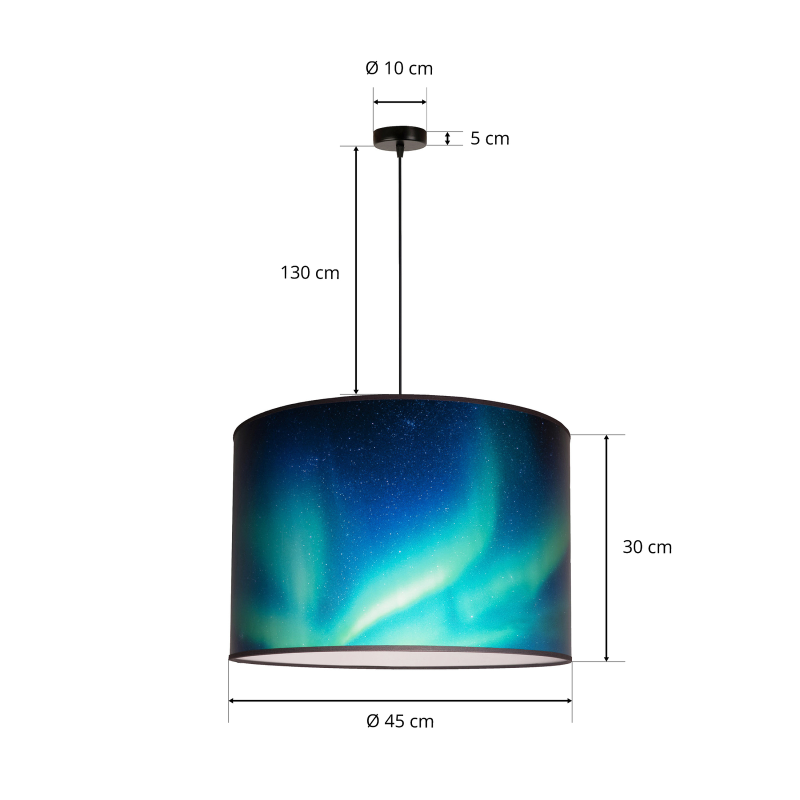 Pendant light Print L Sky with aurora turquoise