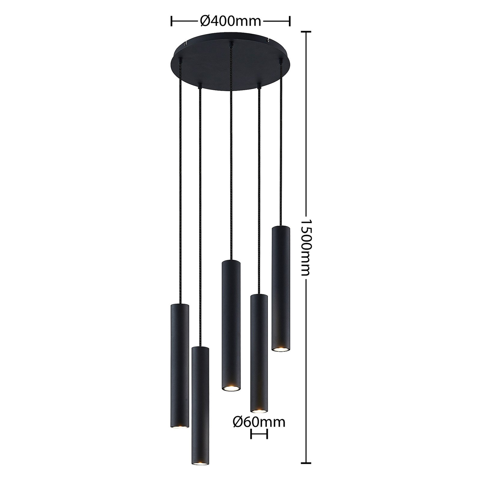 Sanad Pendelleuchte Black - Lindby