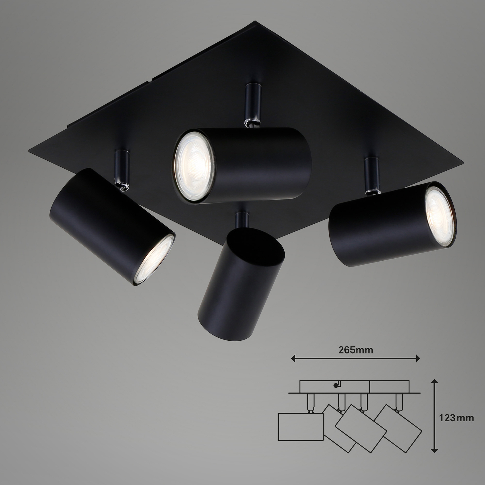 Plafonnier 2857-045, inclinable, à 4 lampes, noir
