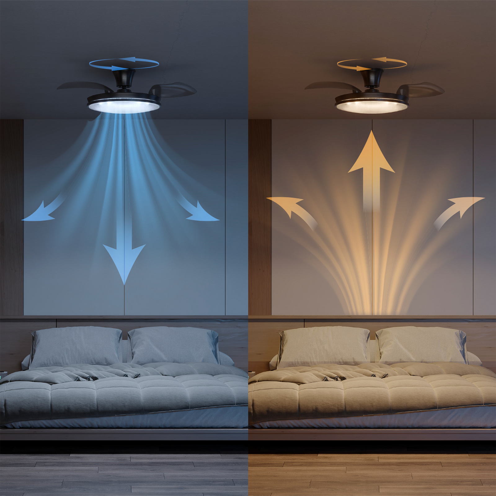 Wentylator sufitowy LED Philips Atlas, niklowy, cichy, CCT