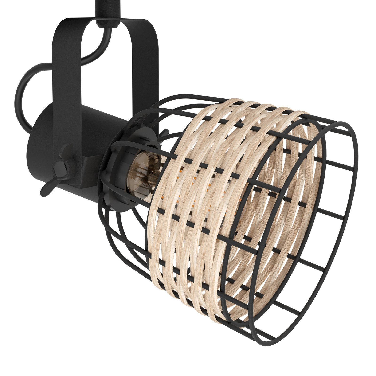 Plafondspot Anwick 1 met rotandecor, 3-lamps