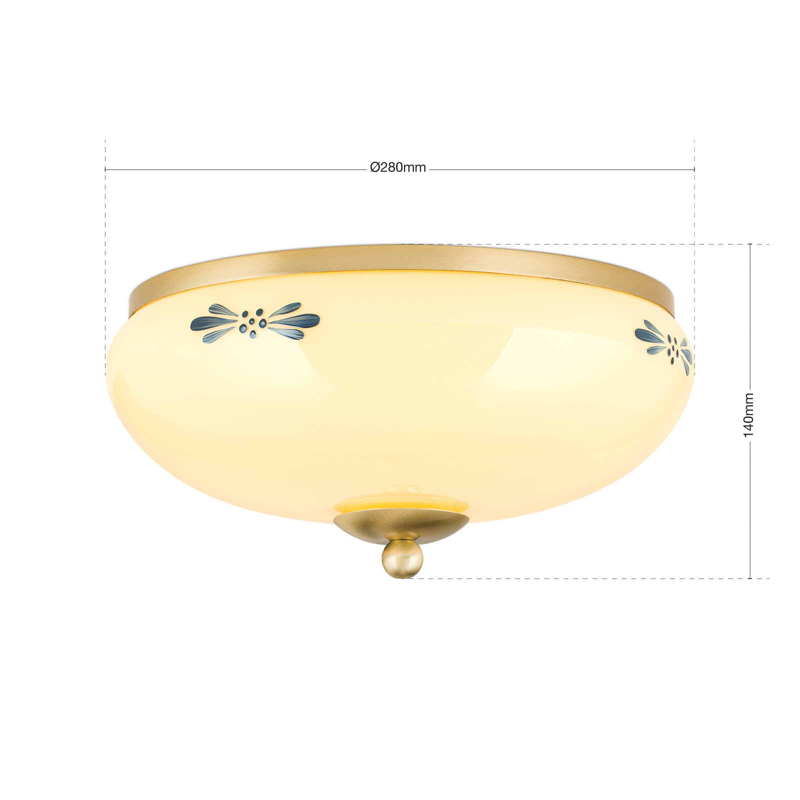 Deckenlampe Landhaus mit handbemaltem Glas