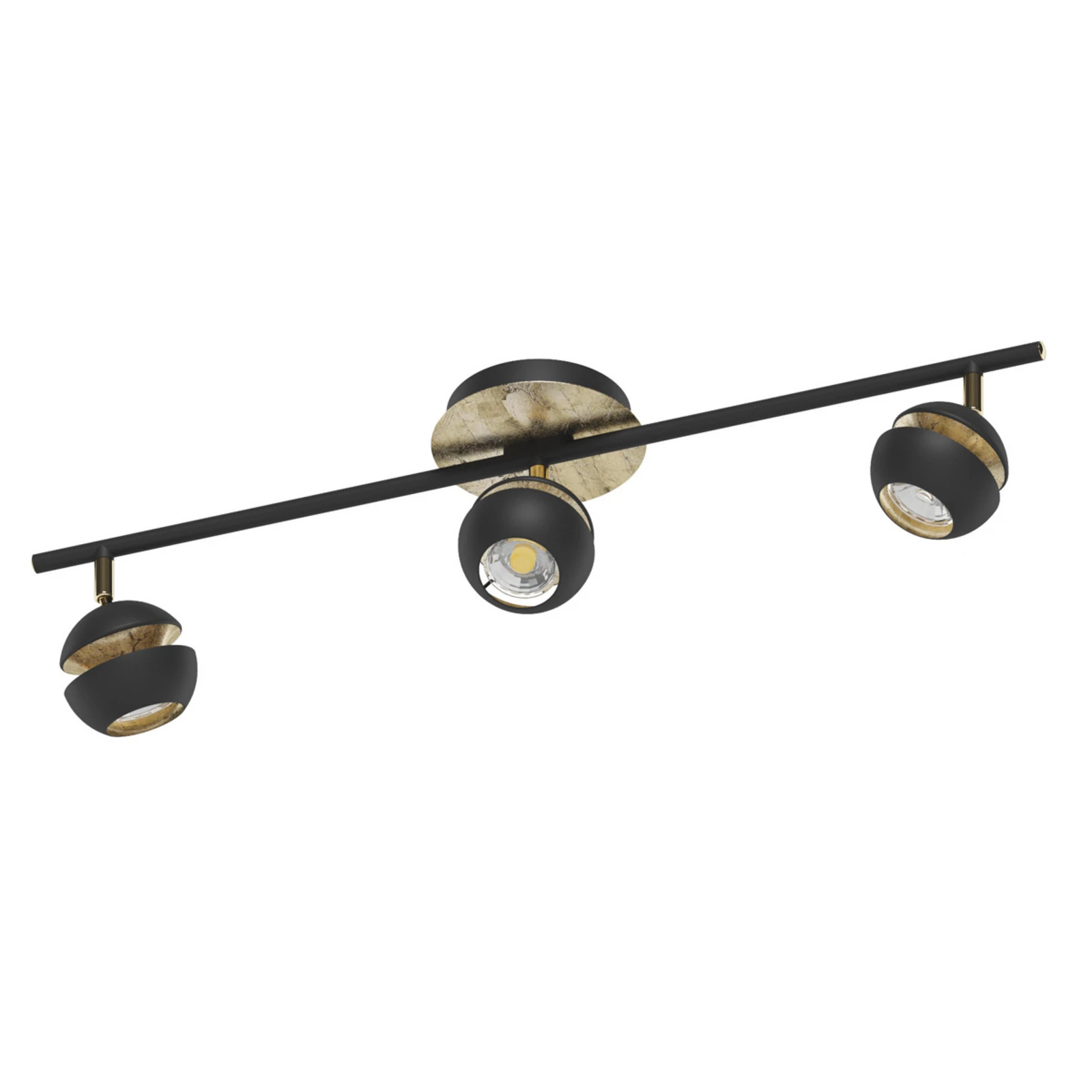 Nocito 3 gaismu LED griestu lampa melnā un zelta krāsā