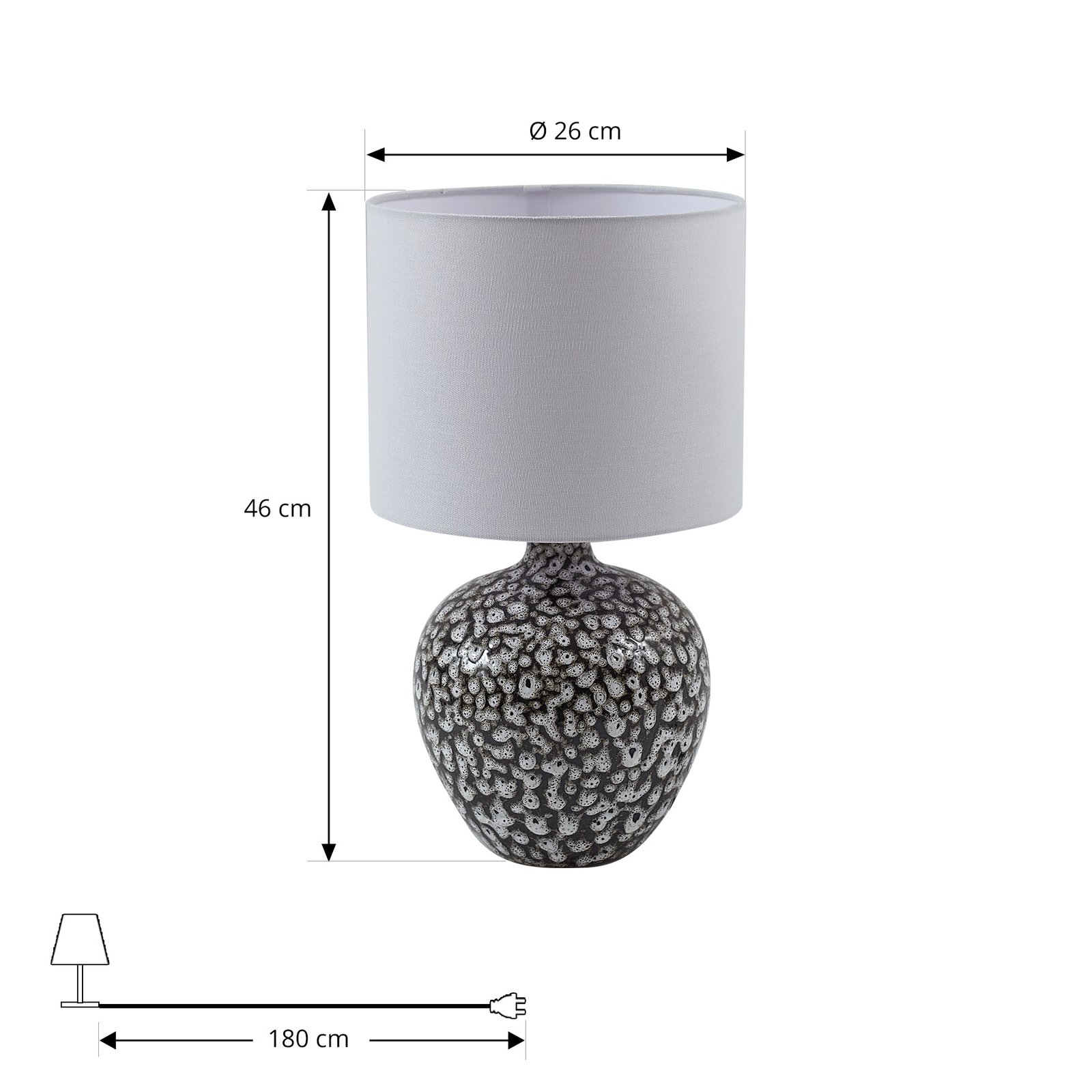 Thalassia Lampe de Table Ø26 Noir/Blanc - Lindby