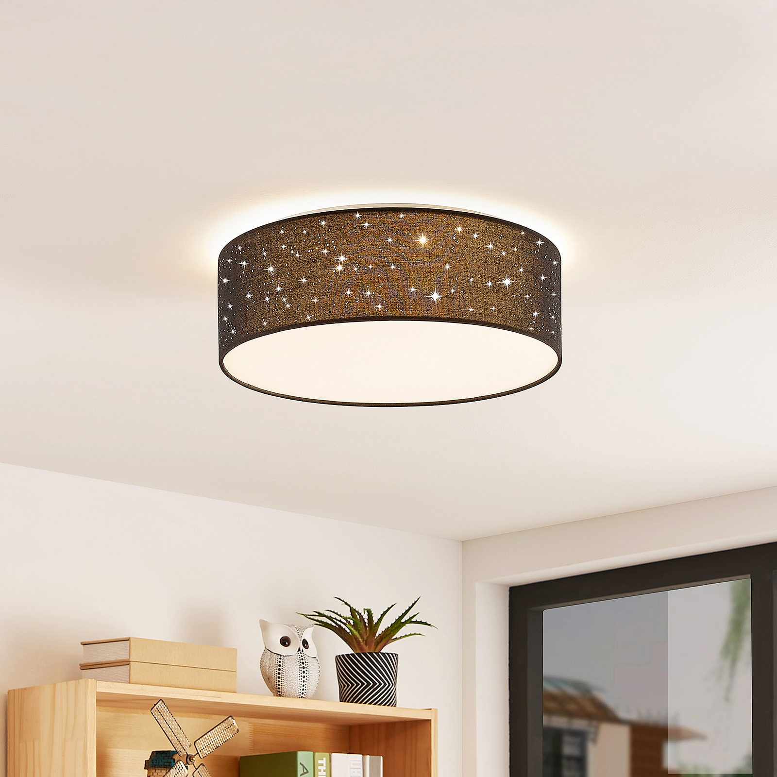 Lindby Ellamina LED-taklampe, 40 cm, svart