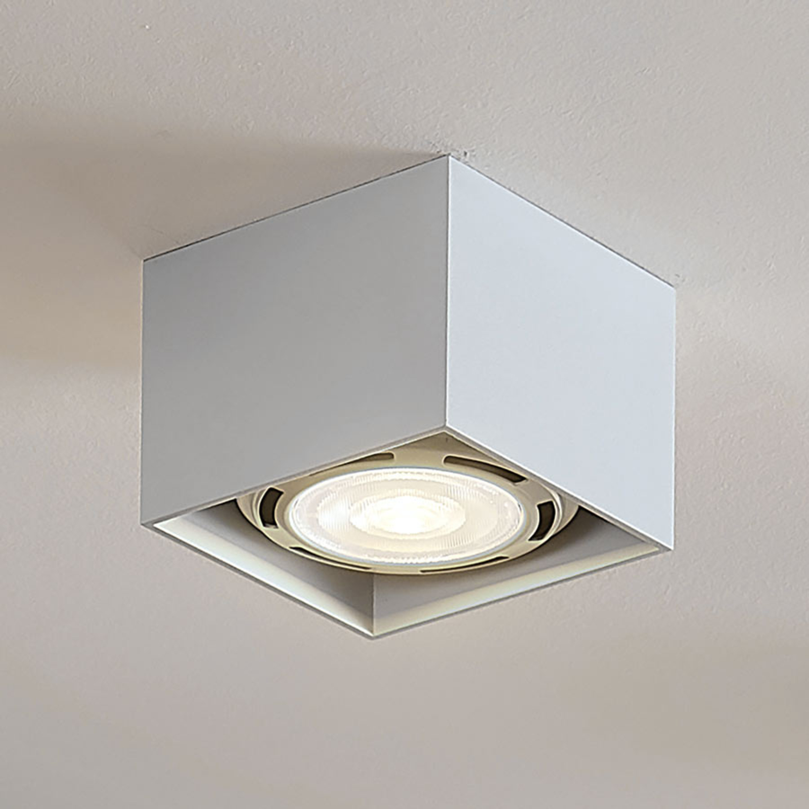 Arcchio Angular LED ceiling spotlight Mabel, white, for Kitchen, aluminium, metal, GU10, 11.5 W, energy efficiency: A+, L: 12 cm, W: 12 cm, H: 8.5 cm