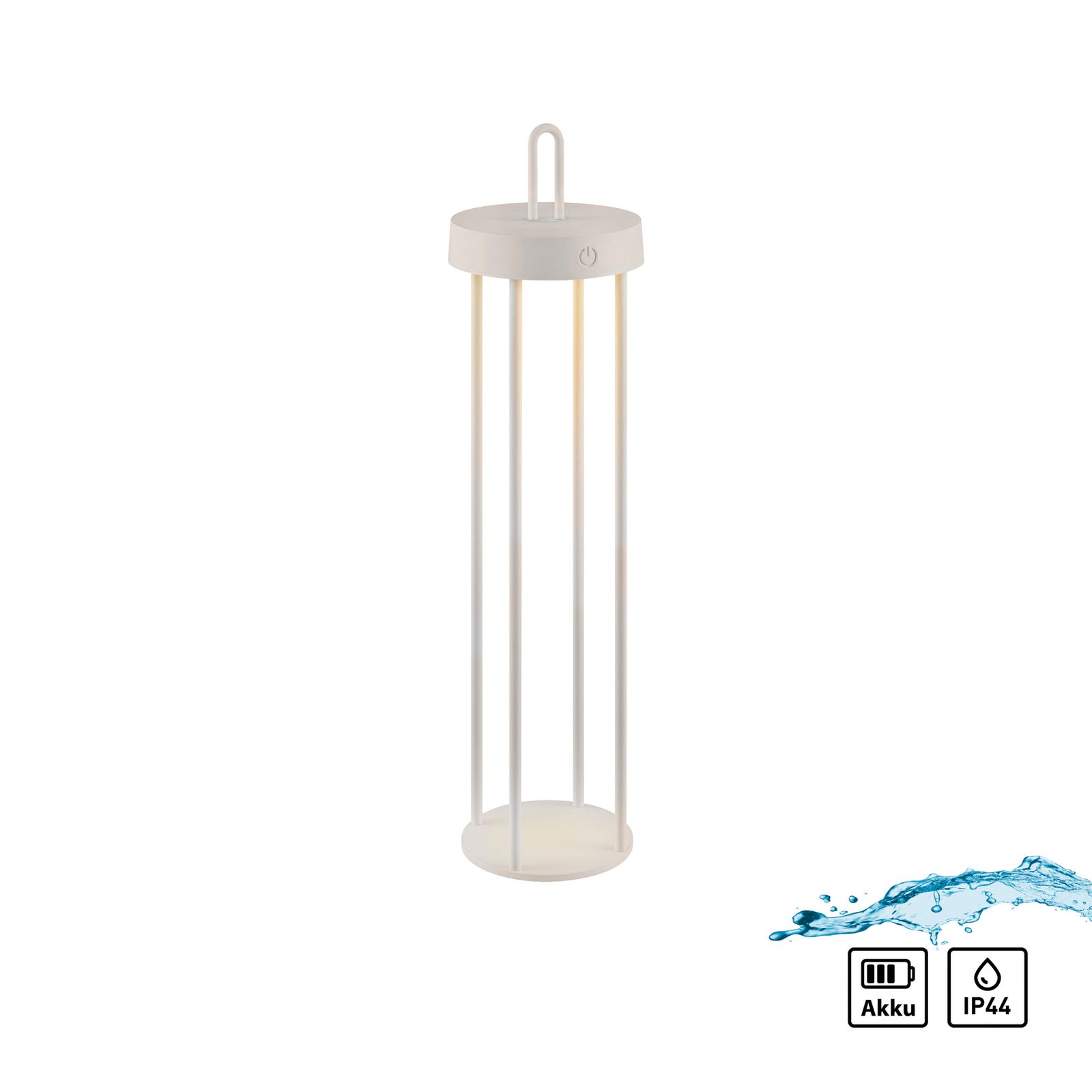 JUST LIGHT. Lámpara de mesa LED recargable Anselm gris-beige 50cm hierro